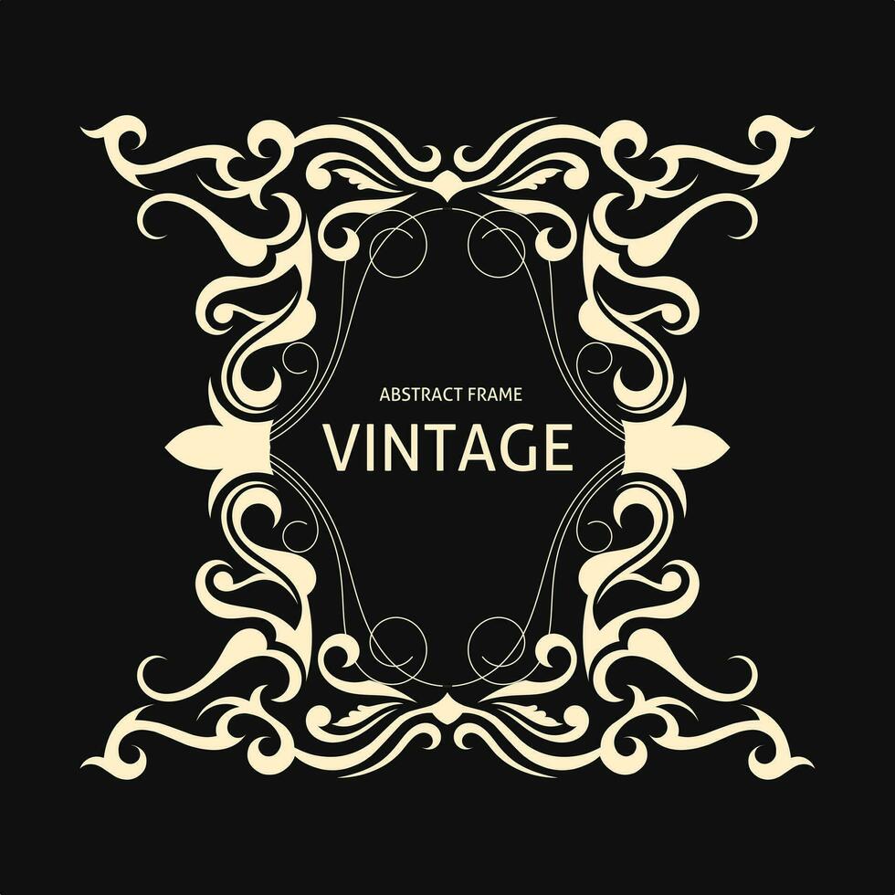 vintage frame with ornate design on black background vector