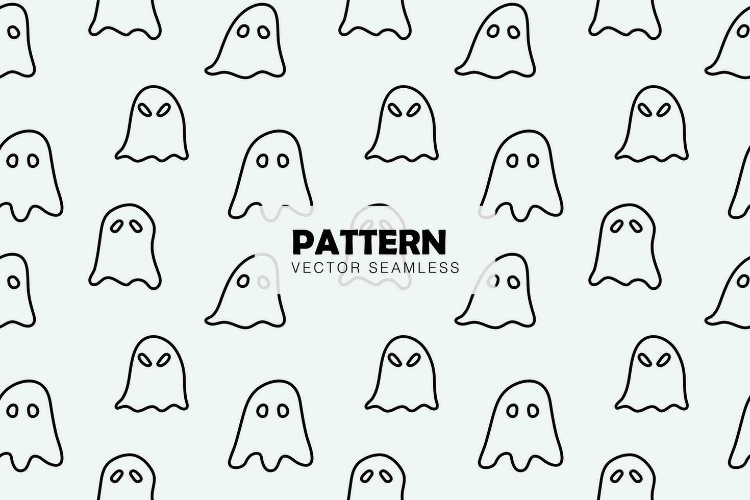 Cute spooky ghost outline halloween seamless repeat vector pattern