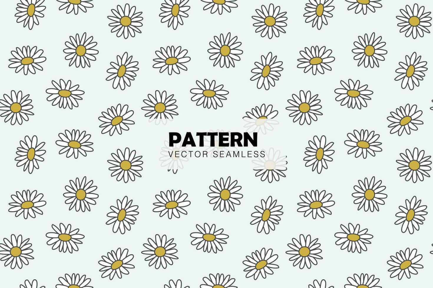 Daisy flower white petals line shape vector seamless repeat pattern