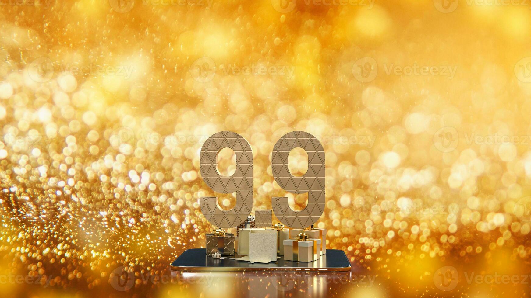 The 9.9 number gold on tablet  background for sale or promotion concept 3d rendering photo