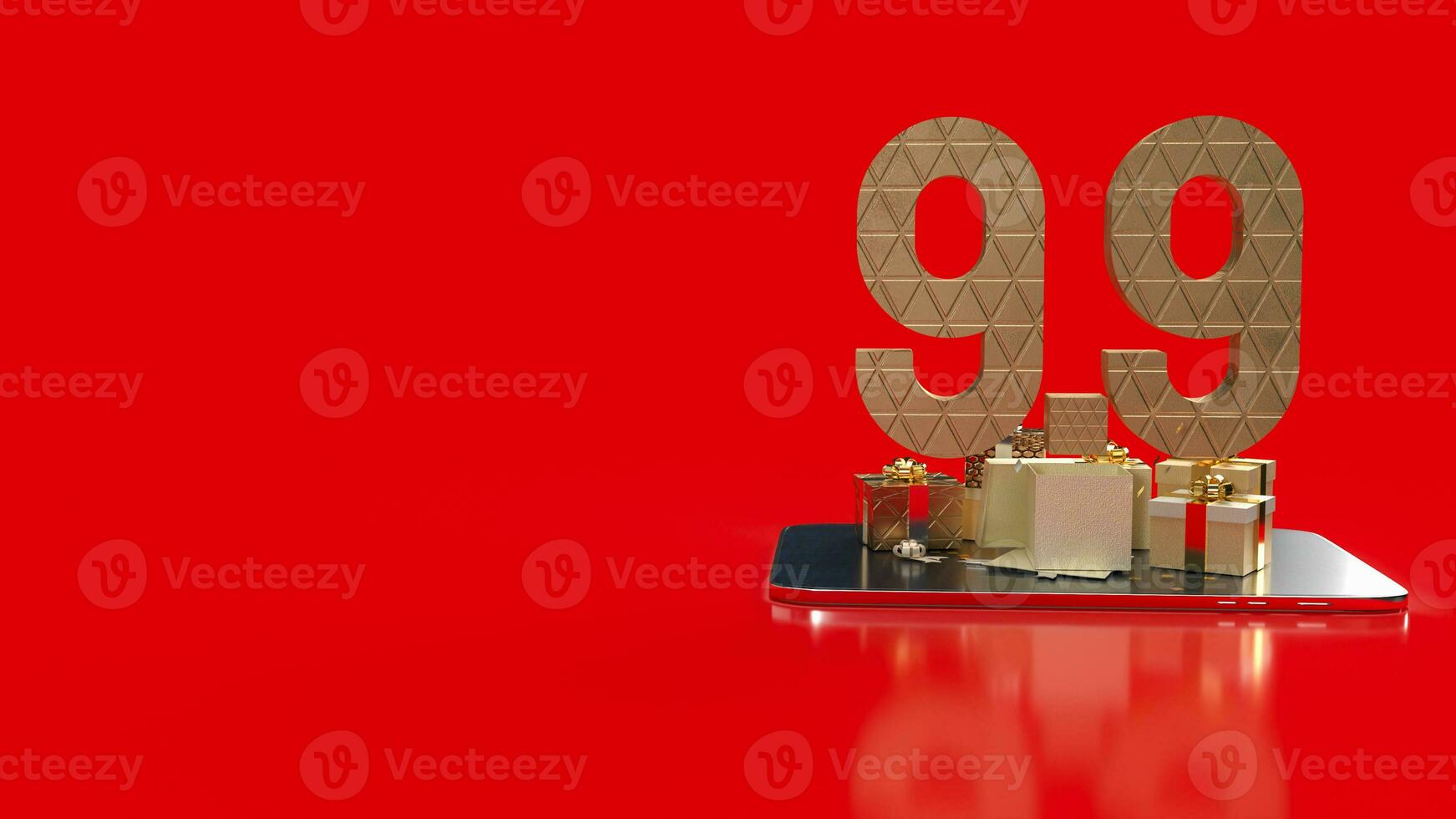 The 9.9 number gold on tablet  background for sale or promotion concept 3d rendering photo