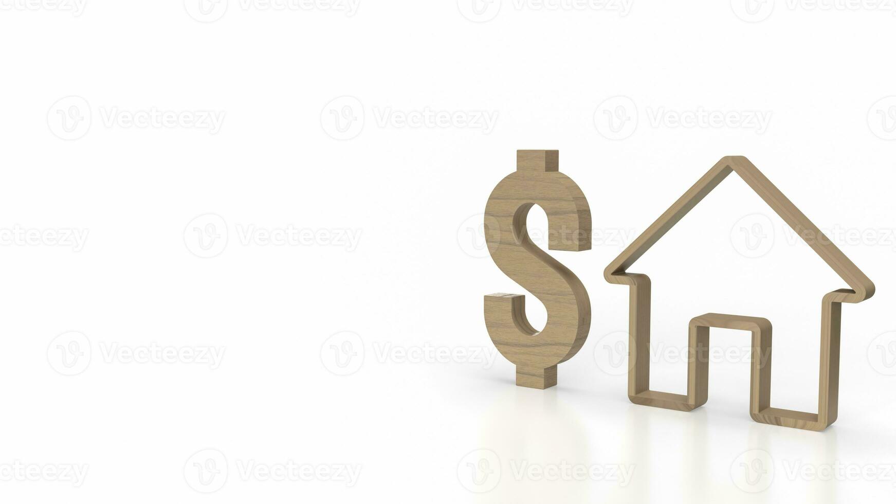 The dollar symbol and home icon for property business concept 3d rendering photo