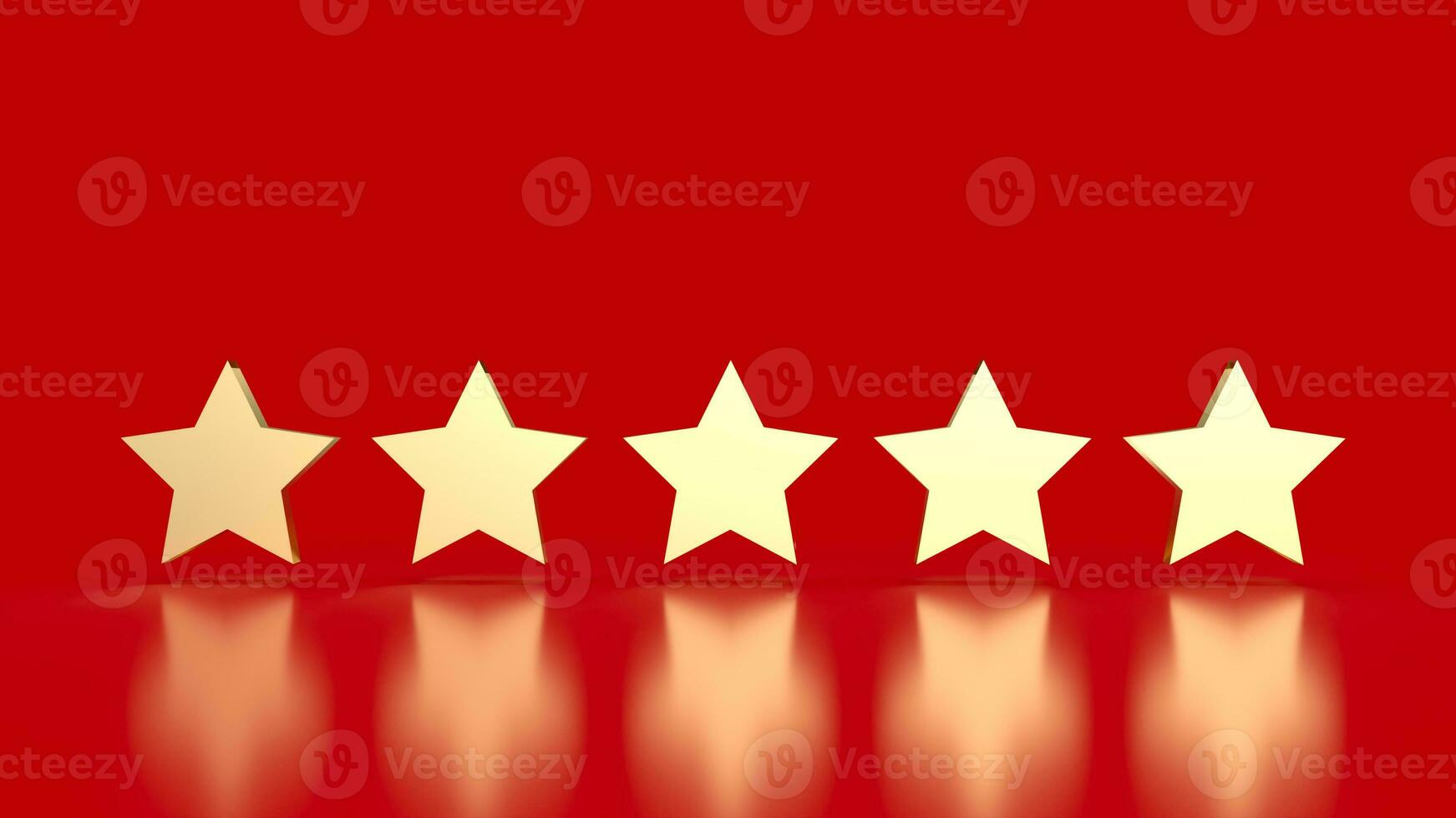 The gold five star on red background 3d rendering photo