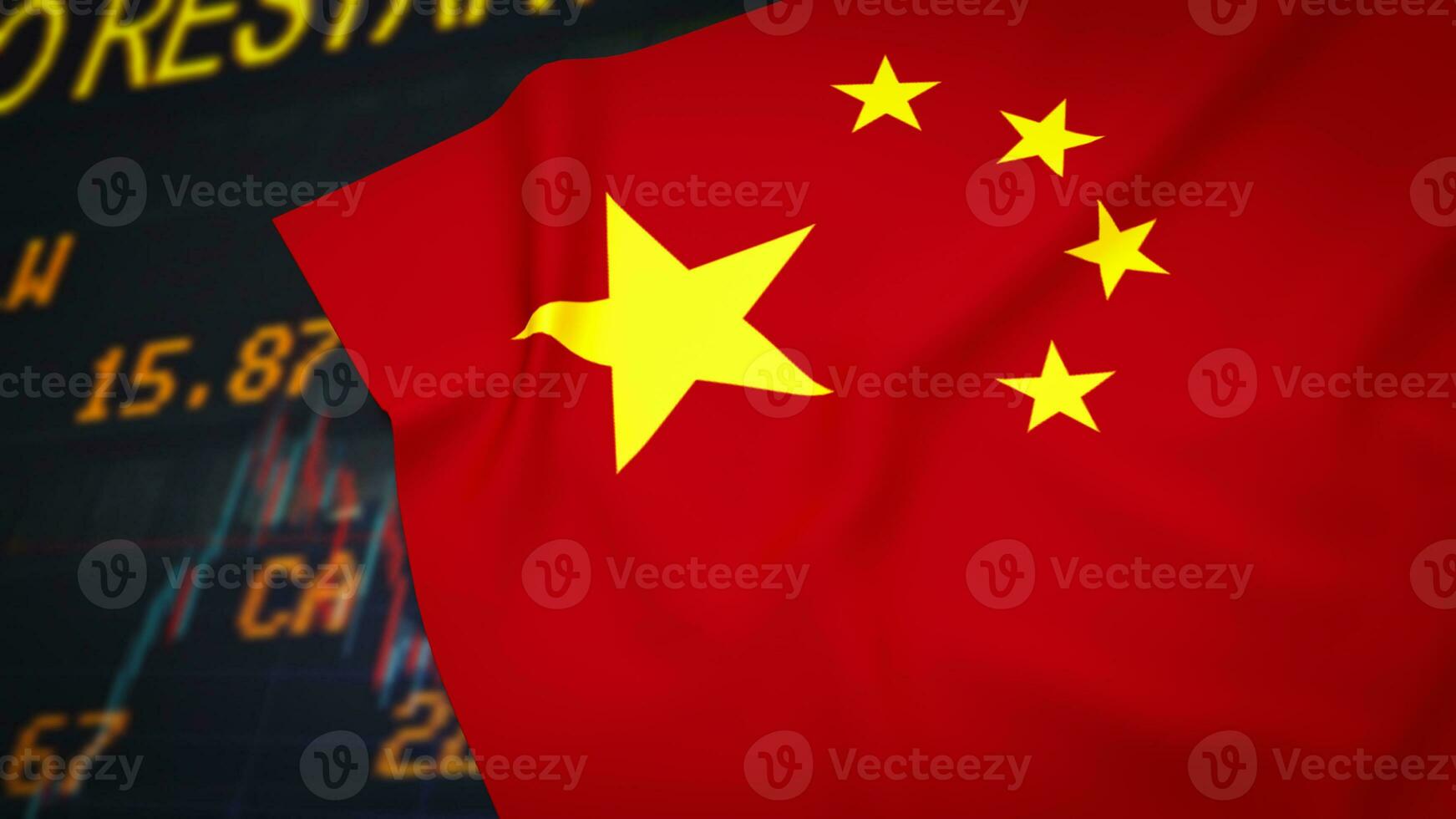 The Chinese flag on business background  3d rendering photo