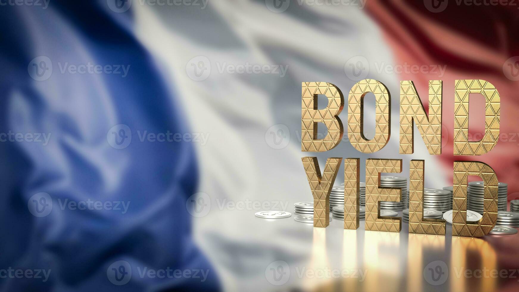 The Bond yield  and coins on France flag  for Business concept 3d rendering photo