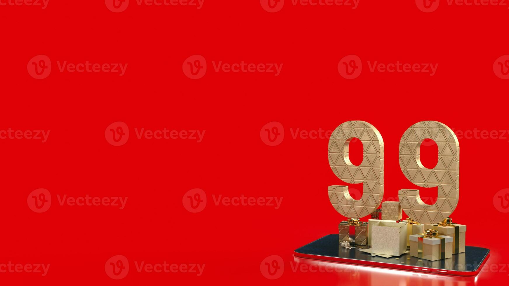 The 9.9 number gold on tablet  background for sale or promotion concept 3d rendering photo