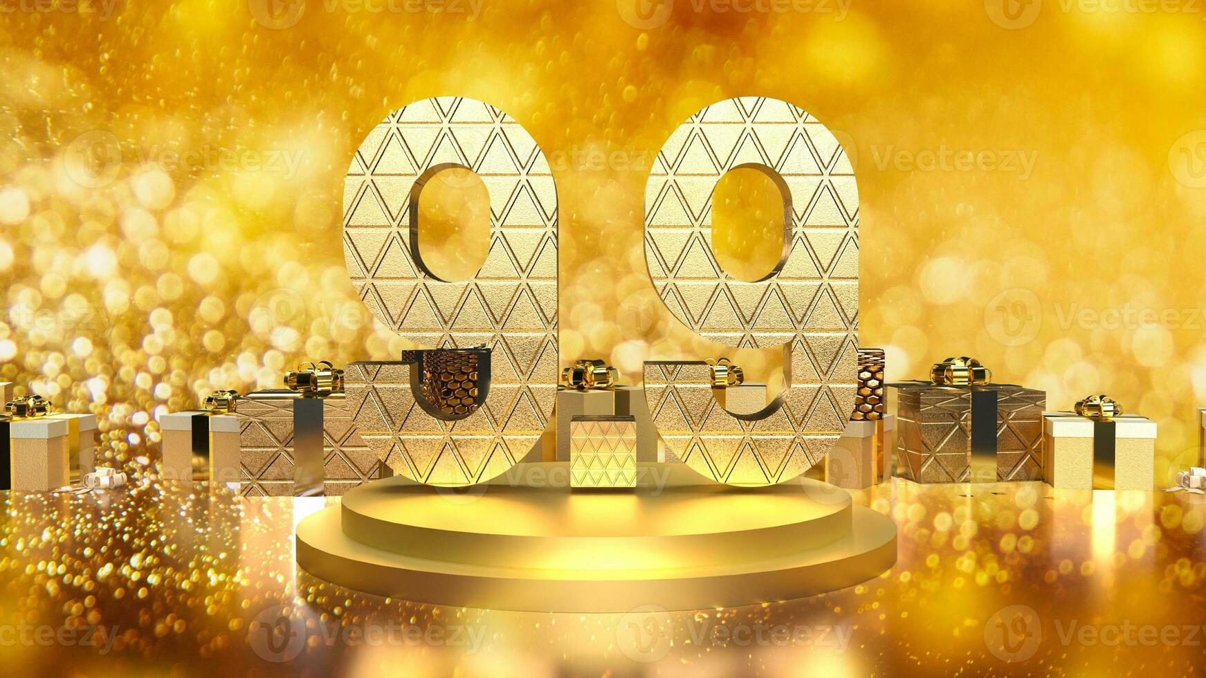 The 9.9 number on gold background for sale or promotion concept 3d rendering photo