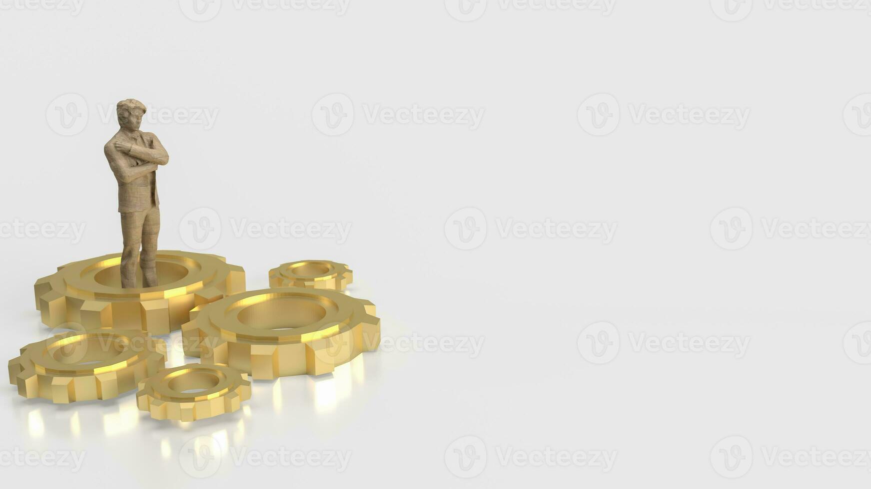 The Business man and gold gears  3d rendering photo