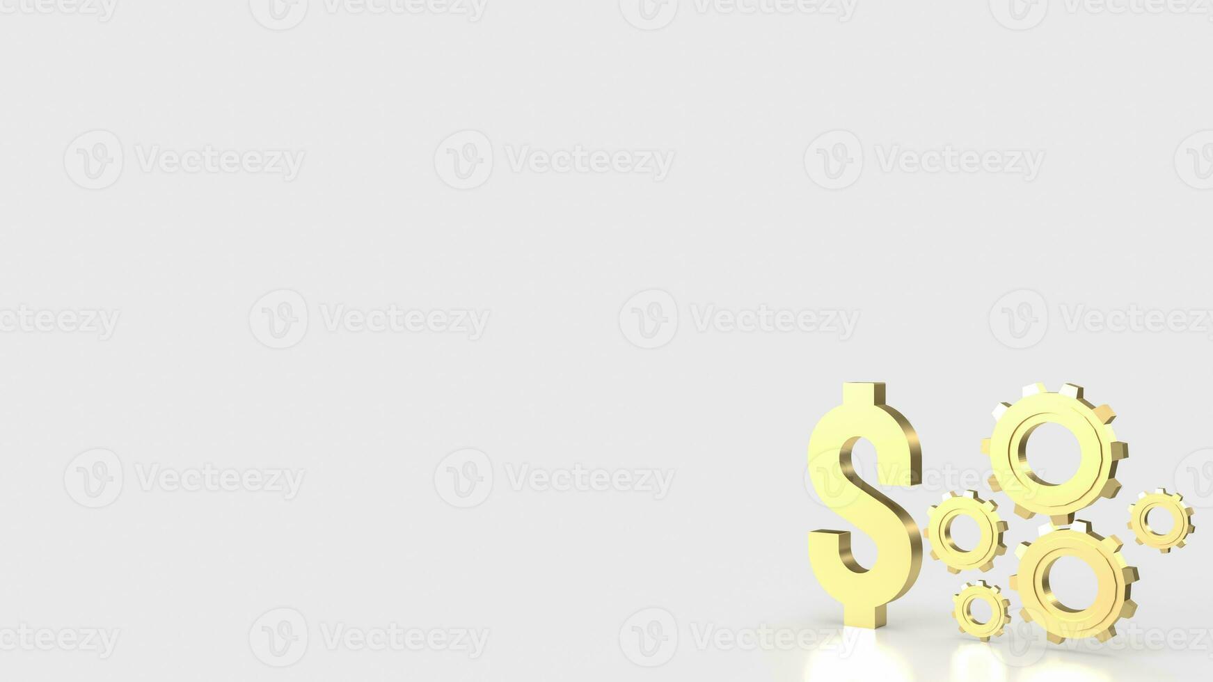 The Dollar symbol and Gears for Business concept 3d rendering photo