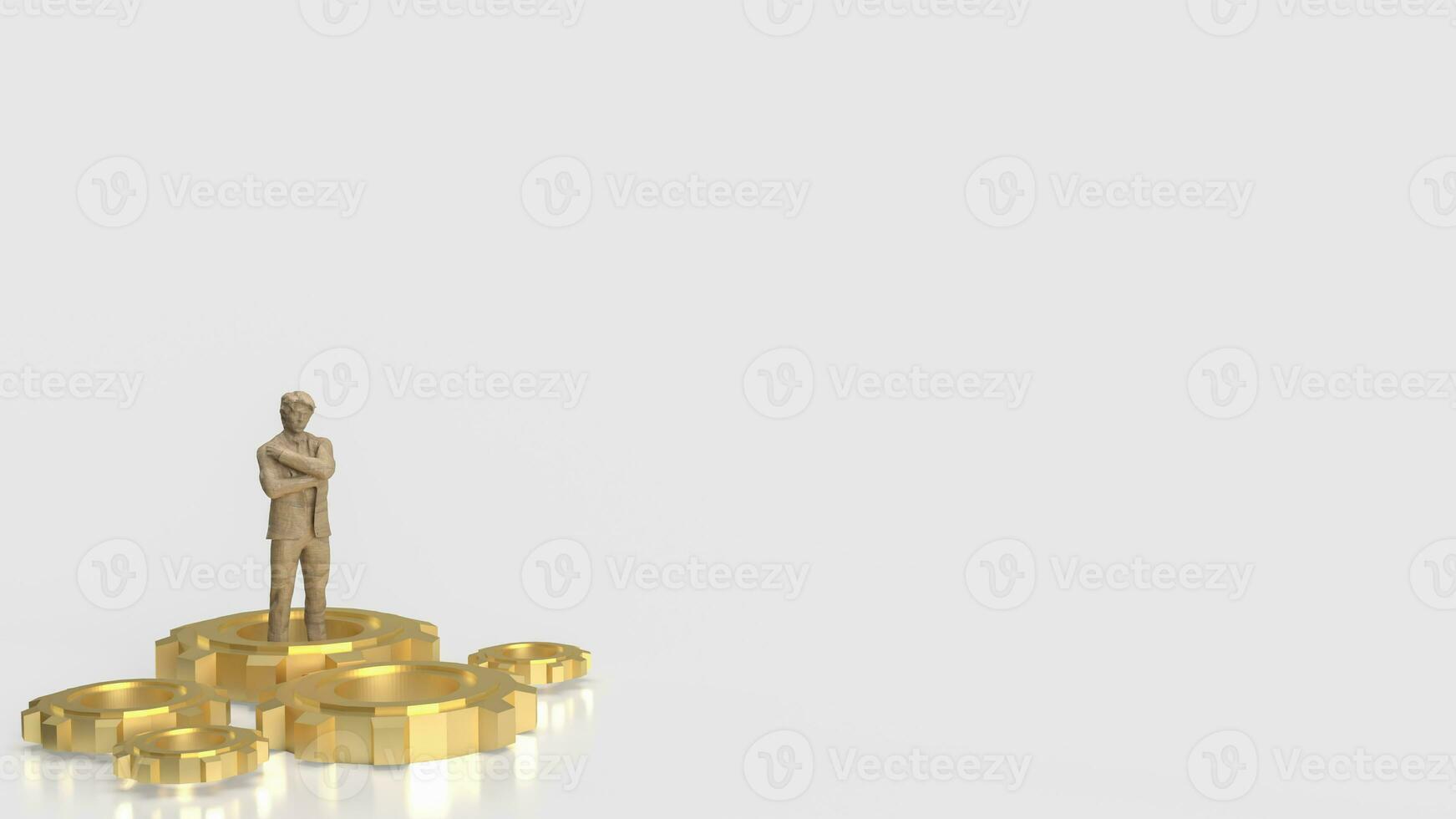 The Business man and gold gears  3d rendering photo