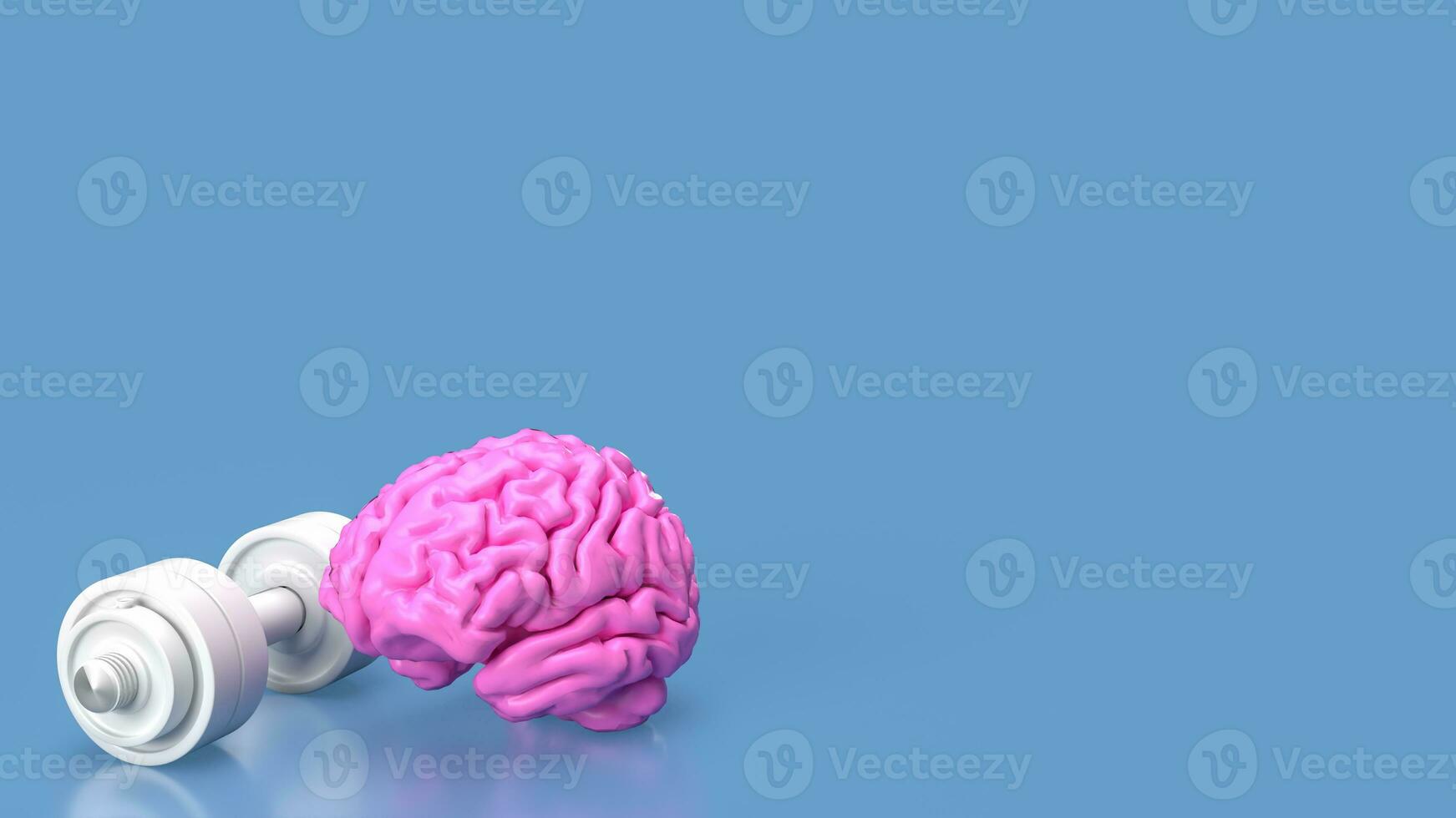 The pink Brain and white dumbbell  for Brain training concept 3d rendering photo
