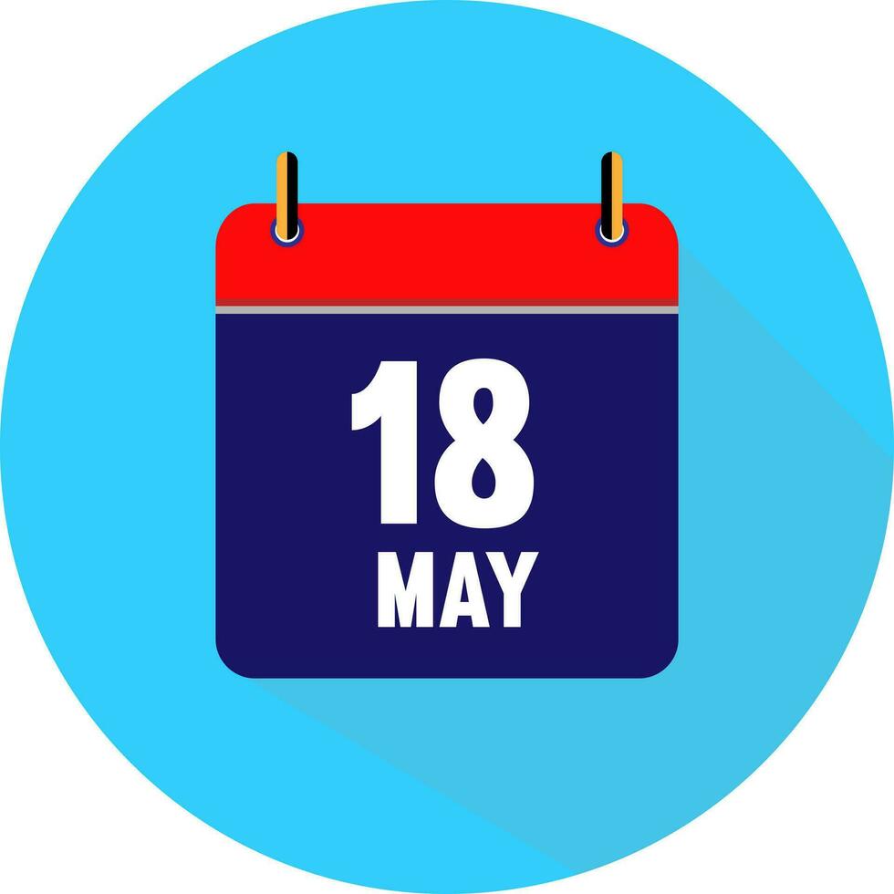 18 may calendar icon vector