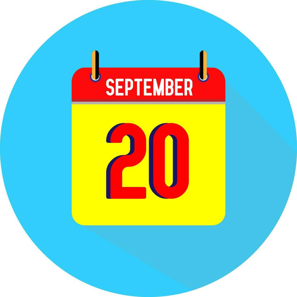 20 September calendar icon vector