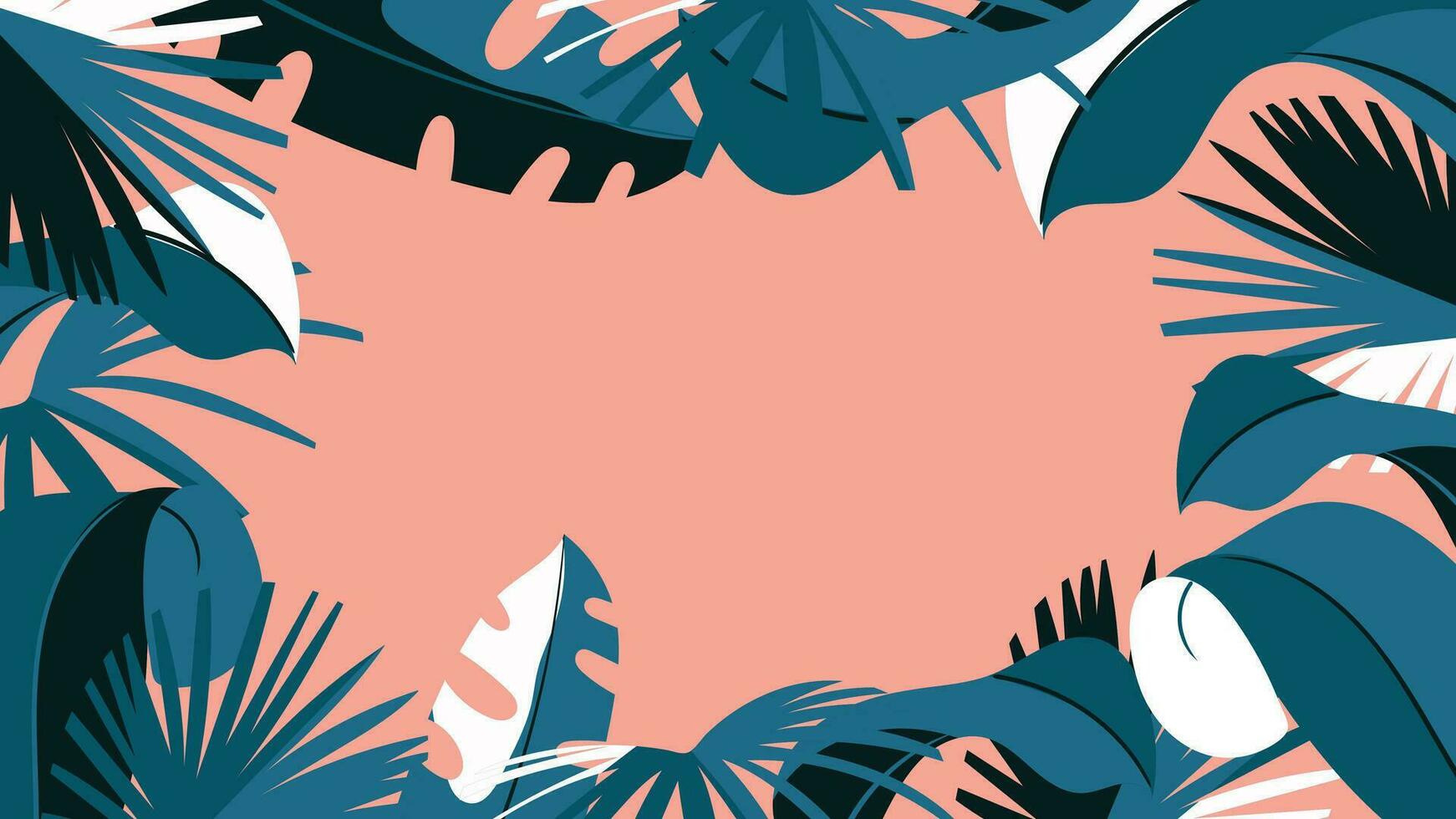 Forest tropical background vector illustration. Jungle plants, monstera, palm leaves, banana leaf, exotic summertime style. Botanical backdrop design for decoration, wallpaper, product presentation.