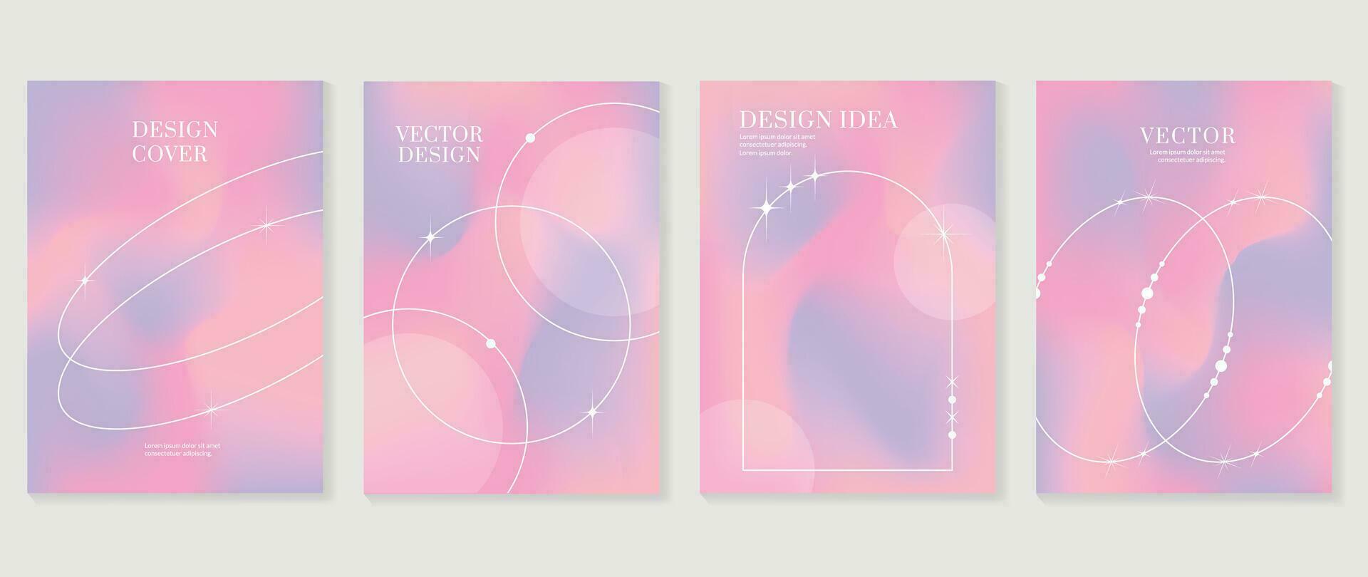 Idol lover posters set. Cute gradient holographic background vector with pastel colors, frame, sparkle. Y2k trendy wallpaper design for social media, cards, banner, flyer, brochure, postcard.