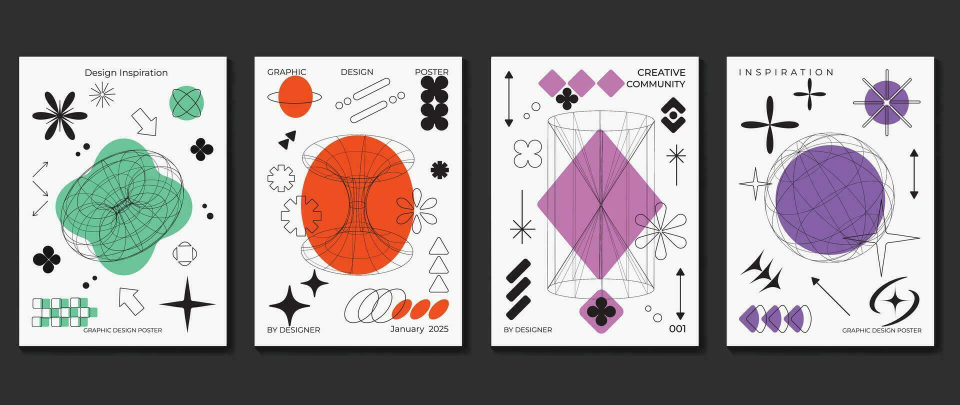 Modern y2k design background cover. Abstract element graphic with lines, wireframes, futuristic shapes. Aesthetic cards collection illustration for flyer, brochure, invitation, social media, poster. vector