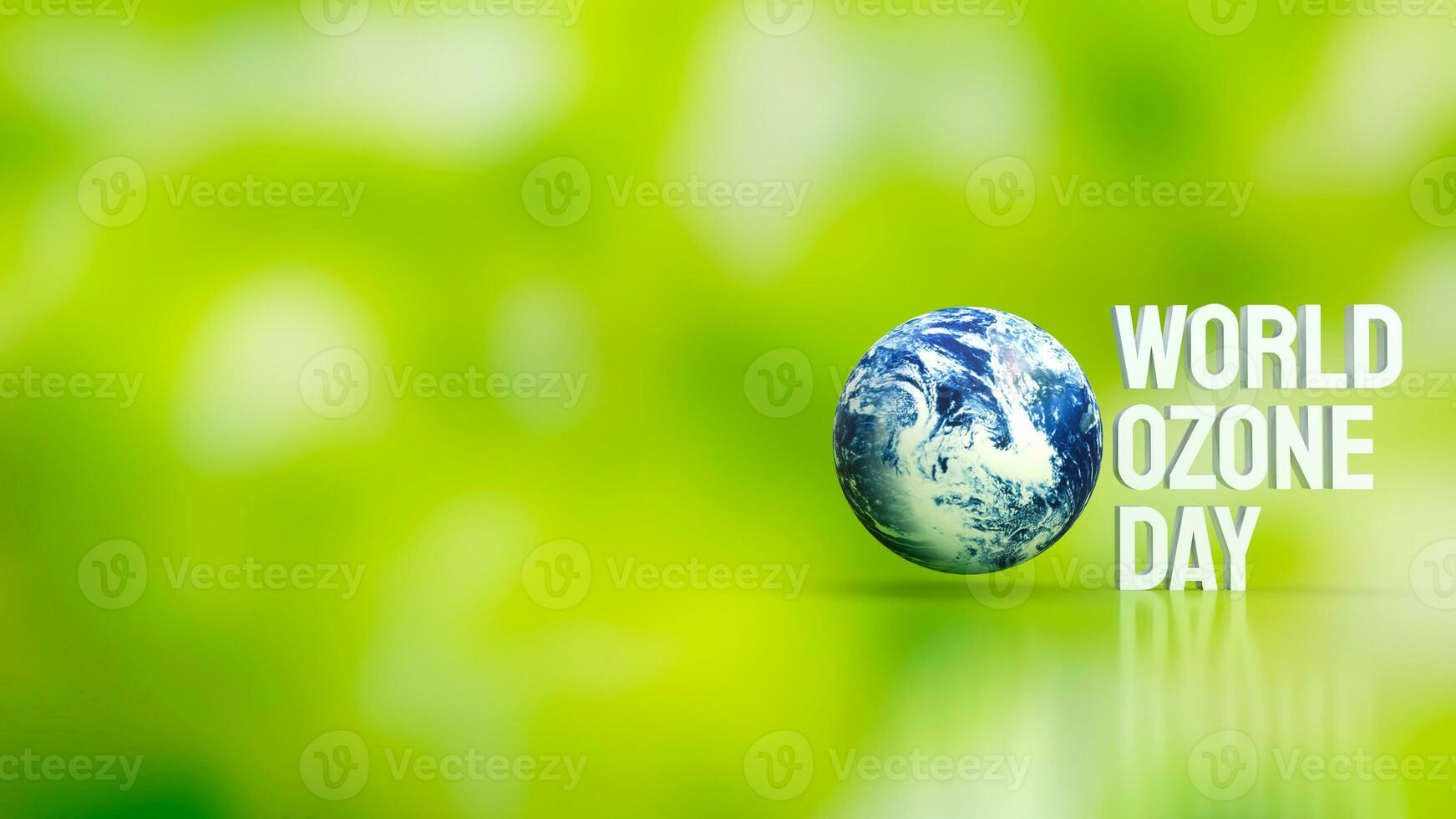 The planet and text for  World Ozone Day 3d rendering photo