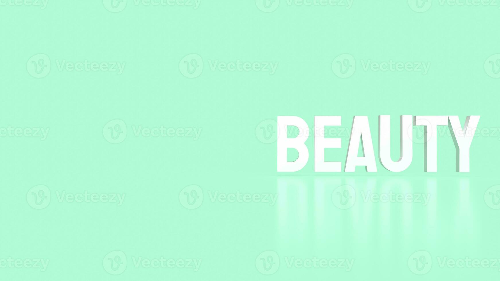 The Beauty white text on aqua color Background 3d rendering photo