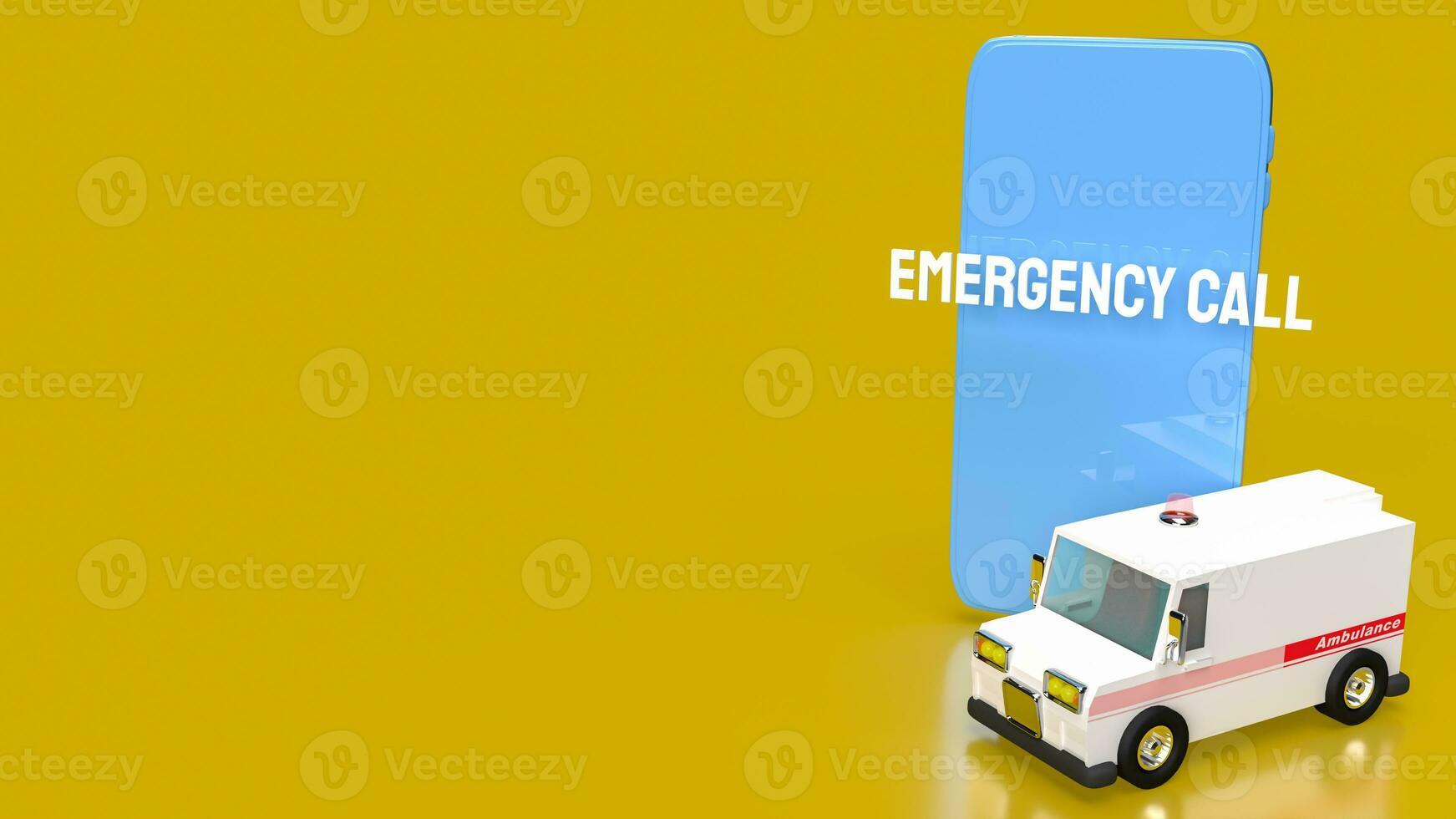 The  emergency call on mobile for ambulance or safety concept 3d rendering photo