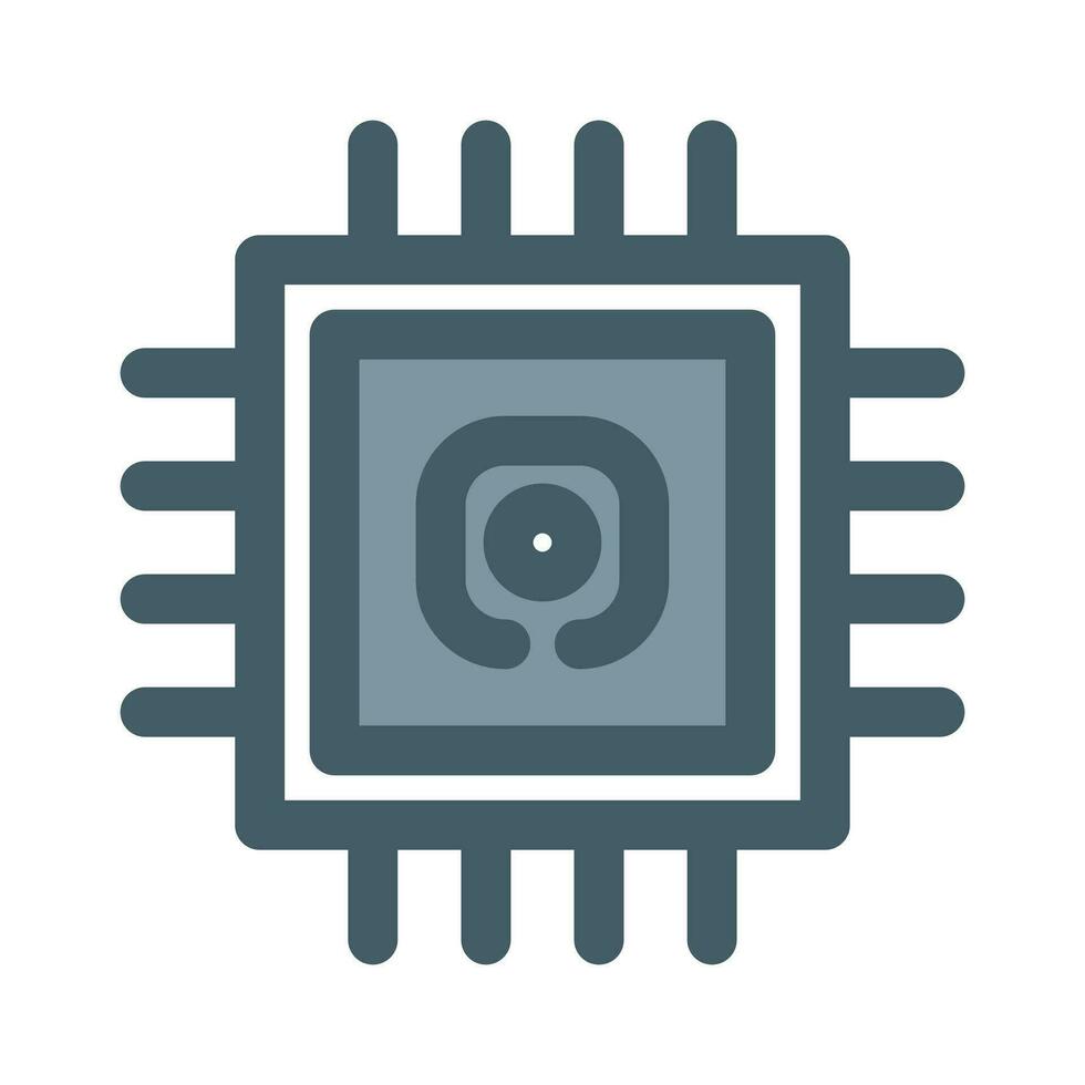 Microchip icon. CPU, Central processing unit, computer processor, chip symbol in circle. Abstract technology logo. Simple round icon isolated on white background. Creative modern vector logo