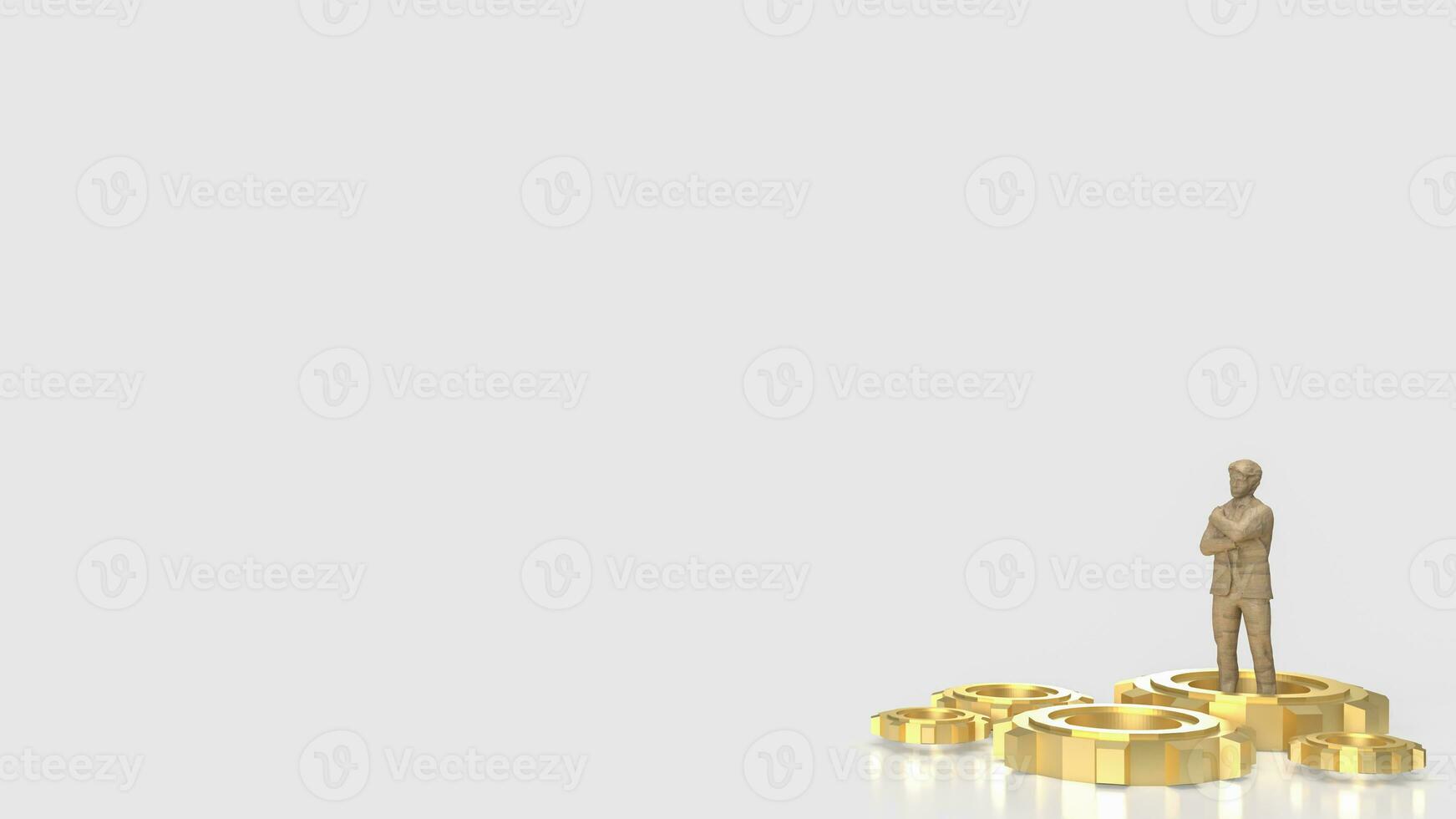 The Business man and gold gears  3d rendering photo
