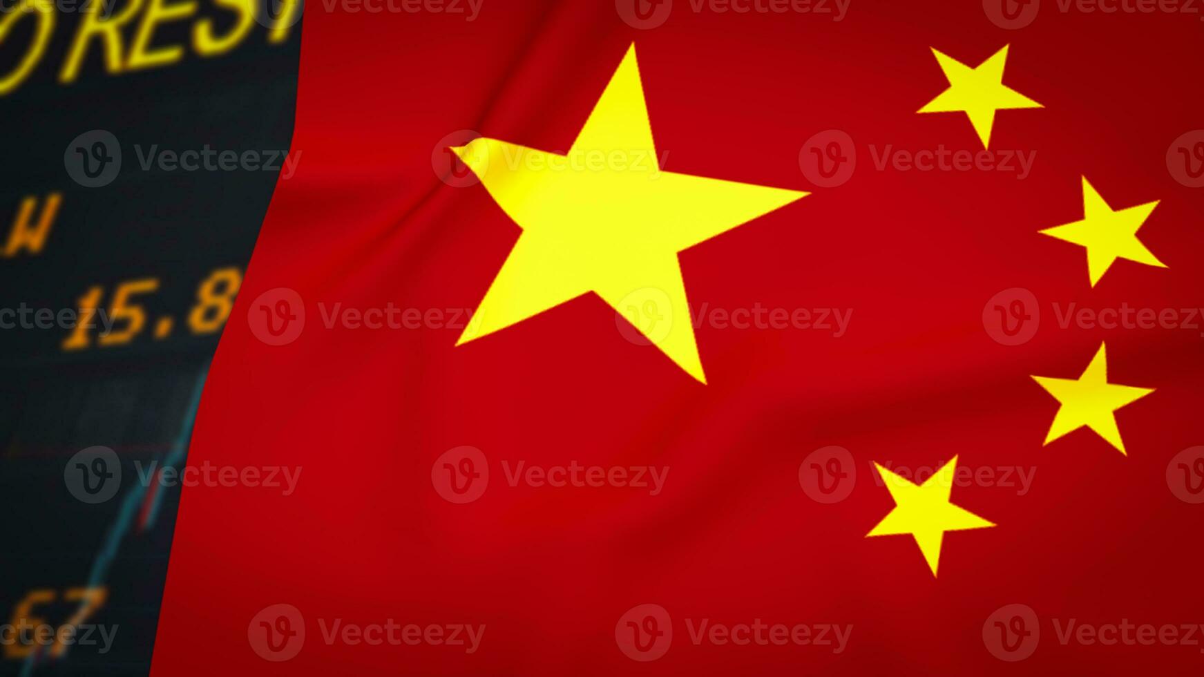 The Chinese flag on business background  3d rendering photo