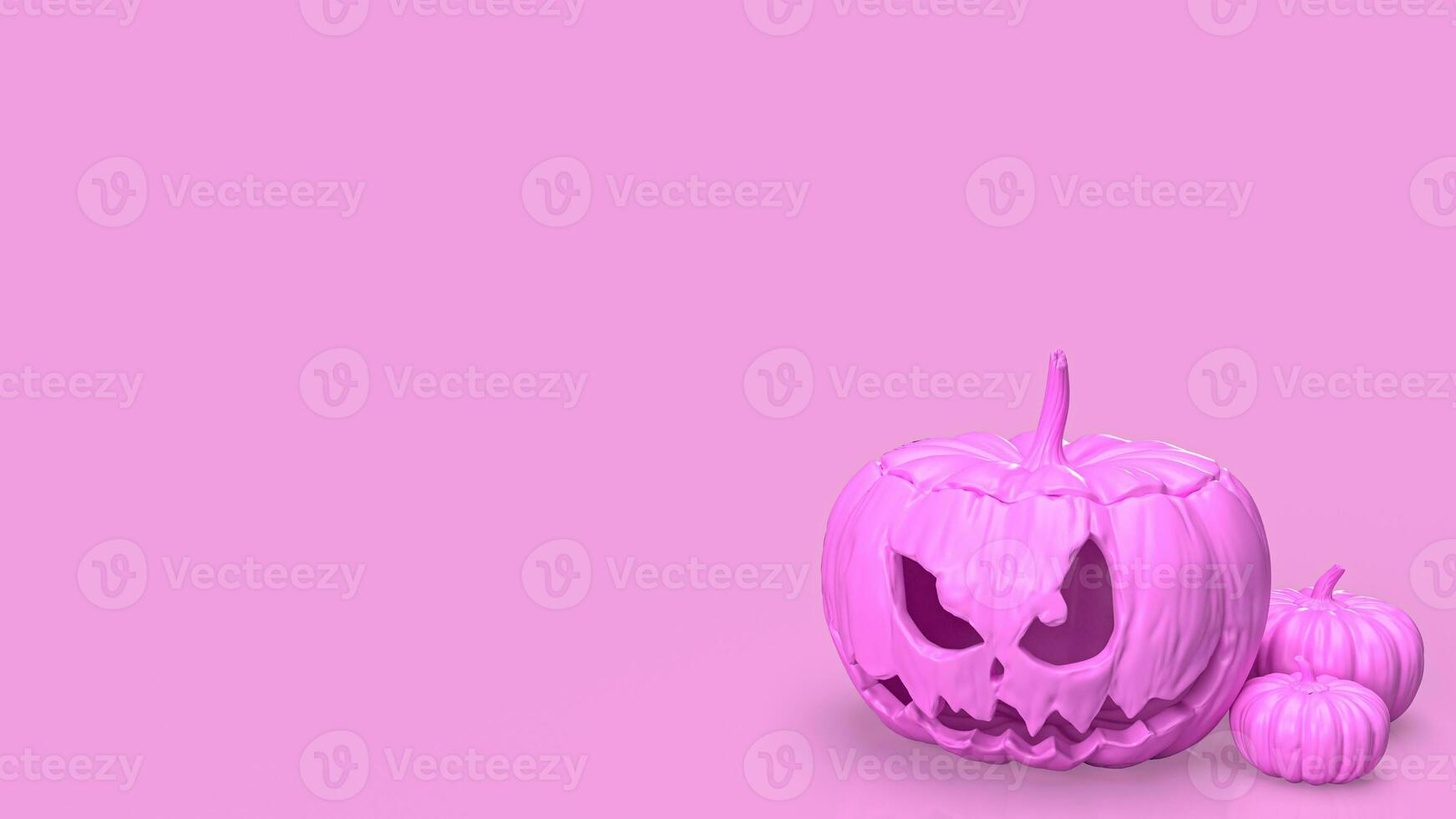 The jack o lantern pumpkin pink color tone for halloween content 3d rendering photo