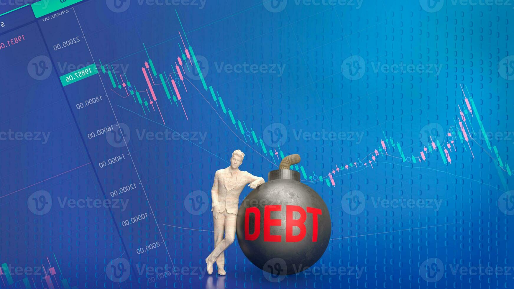 The man and debt bomb for business concept 3d rendering photo