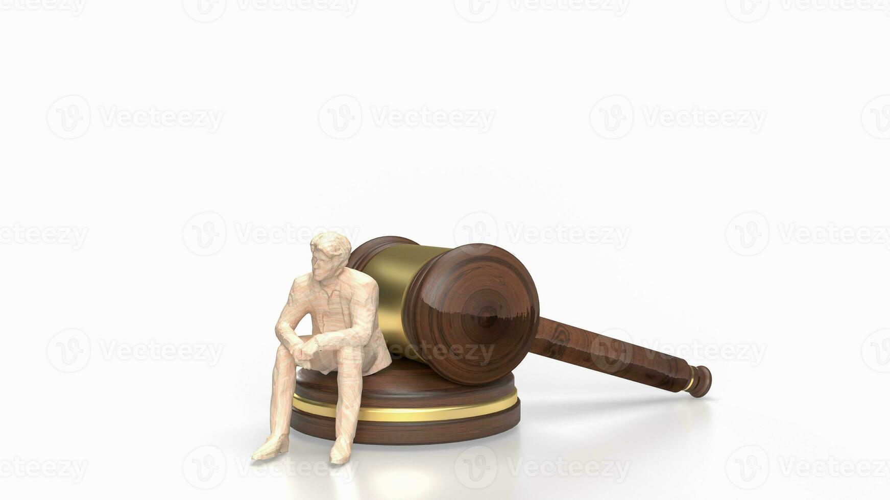 The Business man sit on law Hamer  3d rendering photo
