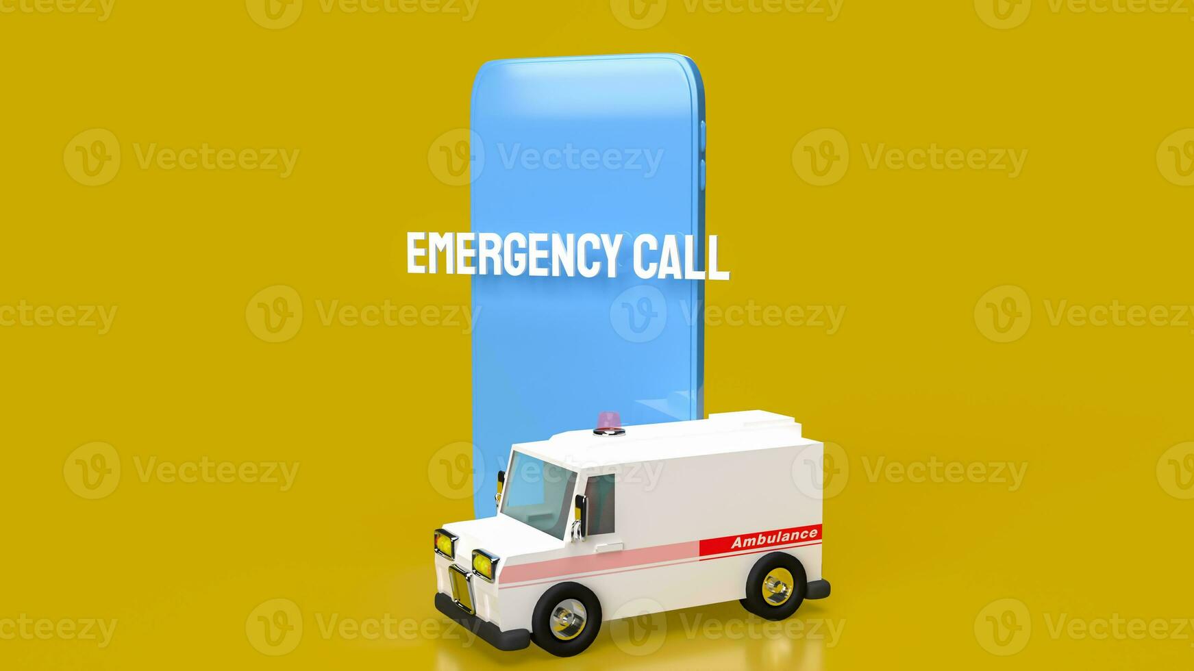 The  emergency call on mobile for ambulance or safety concept 3d rendering photo