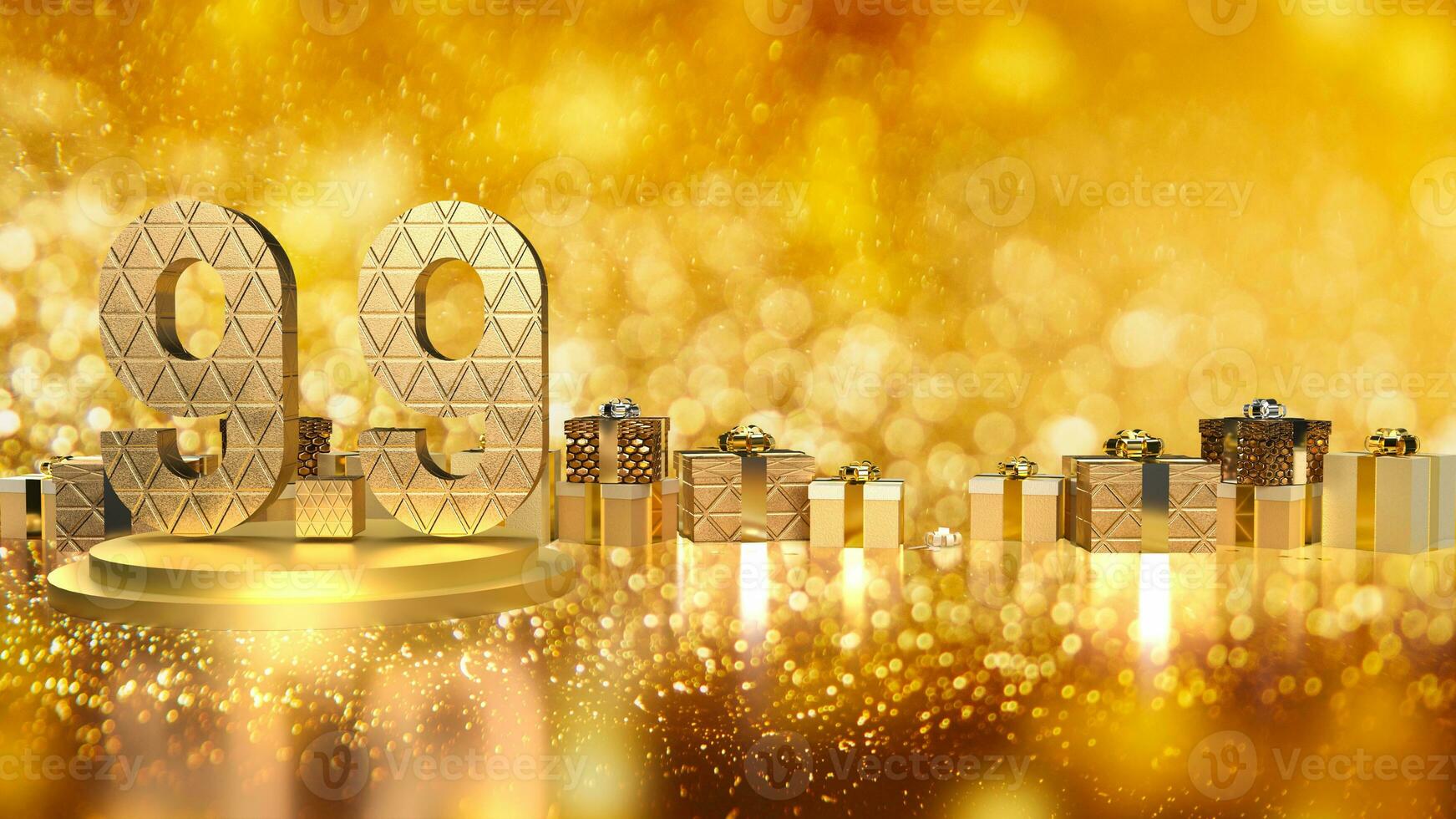 The 9.9 number on gold background for sale or promotion concept 3d rendering photo