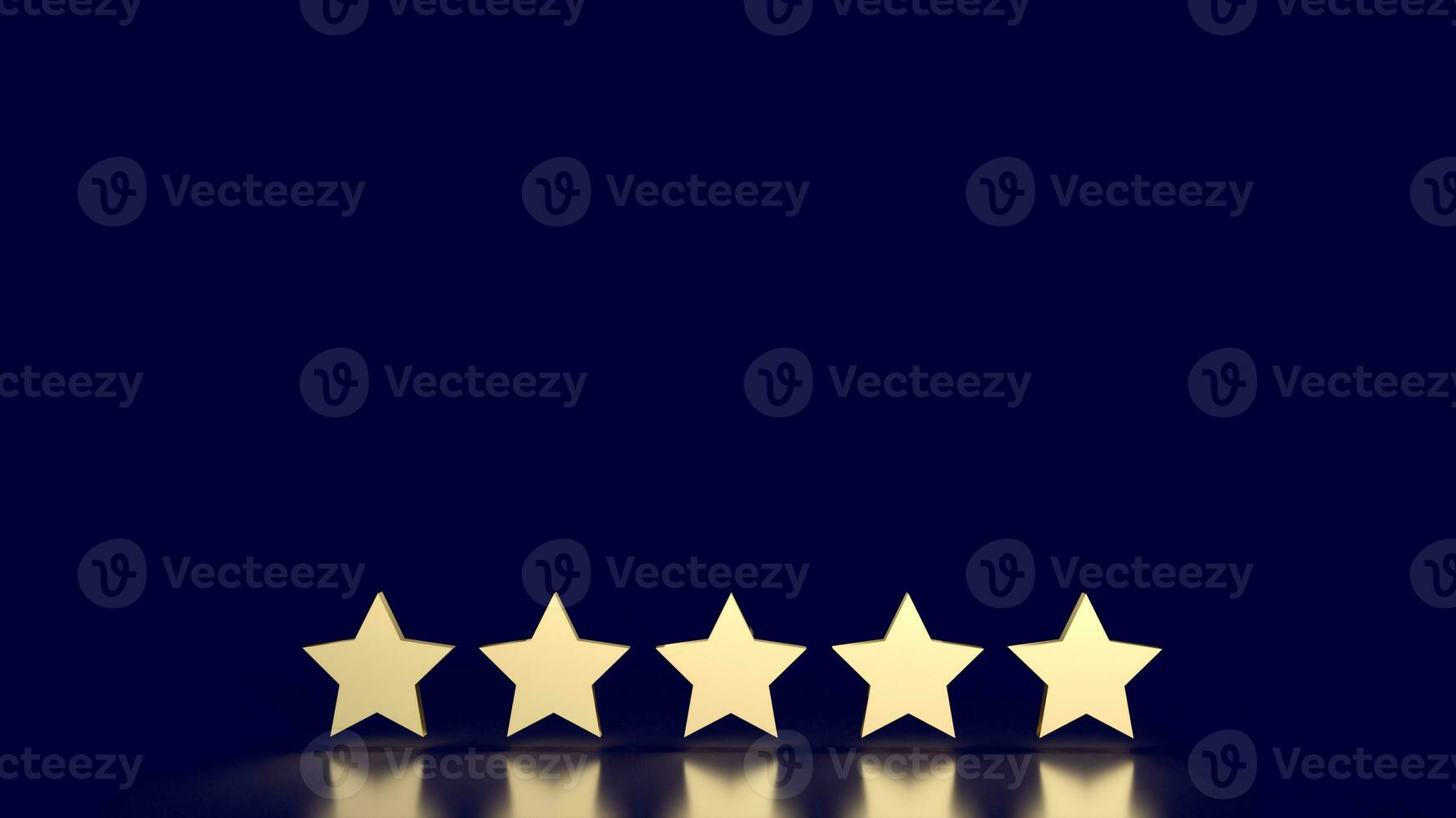 The gold five star on blue background 3d rendering photo