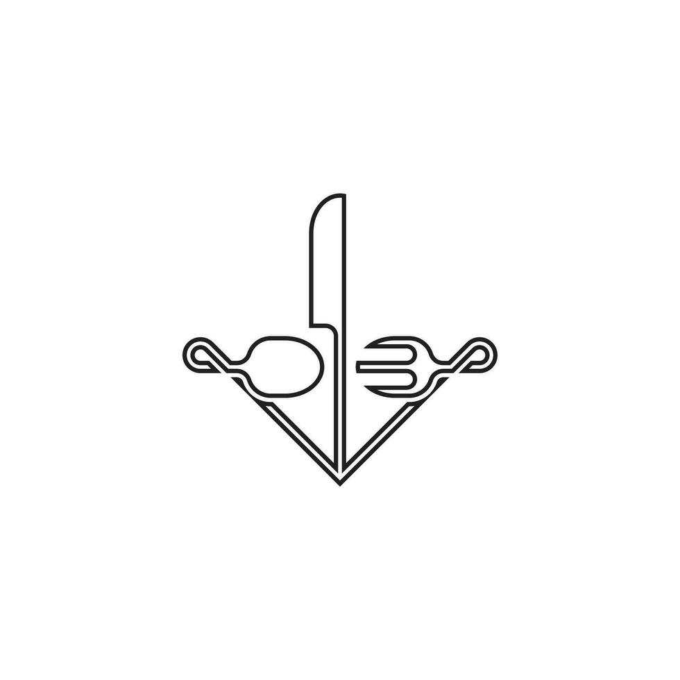 cutlery and knife logo by forming an arrow pointing down, a logo that is simple and easy to remember vector