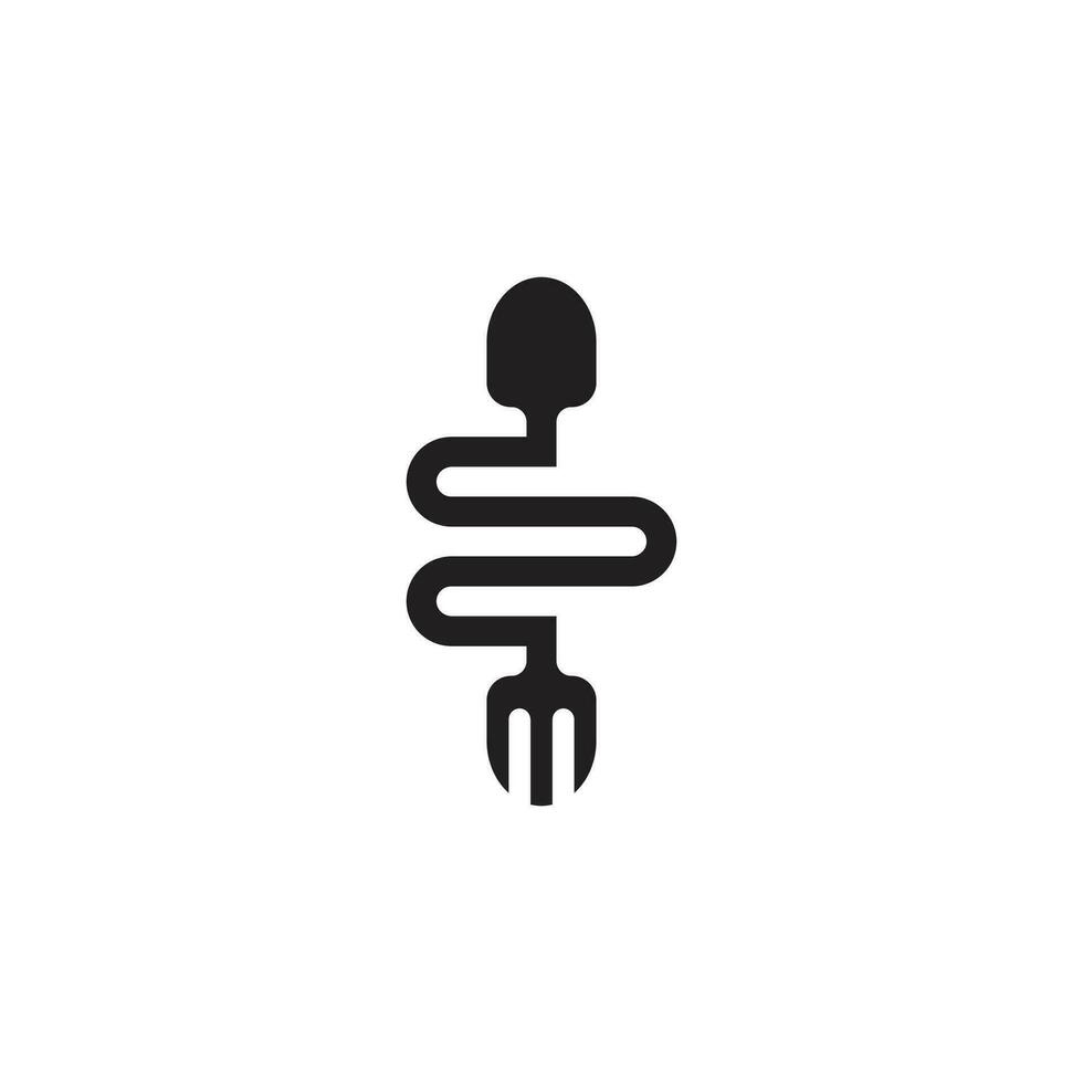 spoon and fork logo by forming a snake, a logo that is simple and easy to remember vector