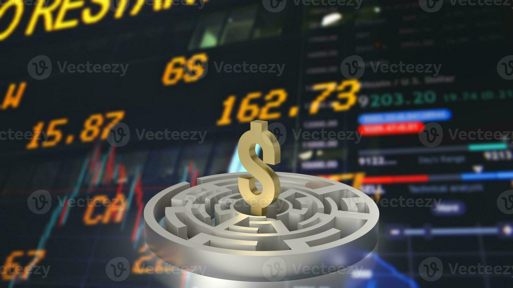 The dollar symbol in maze for business concept 3d rendering photo