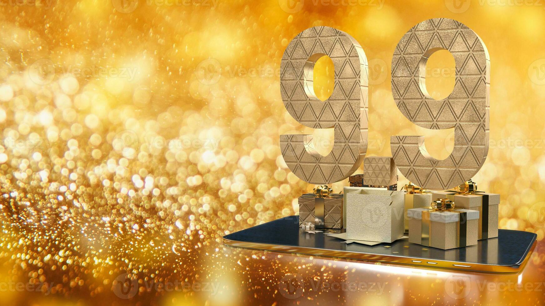The 9.9 number gold on tablet  background for sale or promotion concept 3d rendering photo