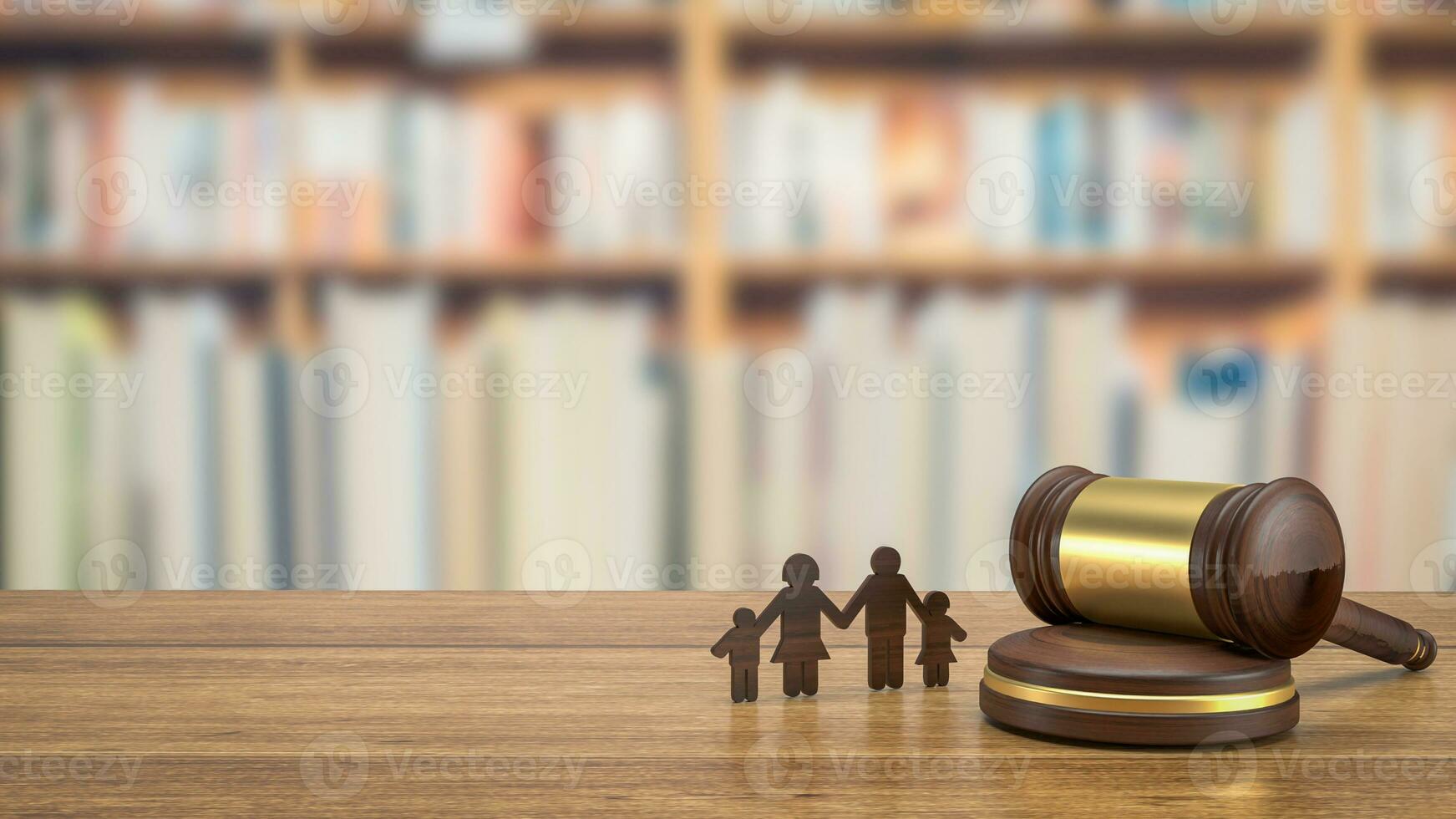 The  family wood plate and  hammer for law concept 3d rendering photo