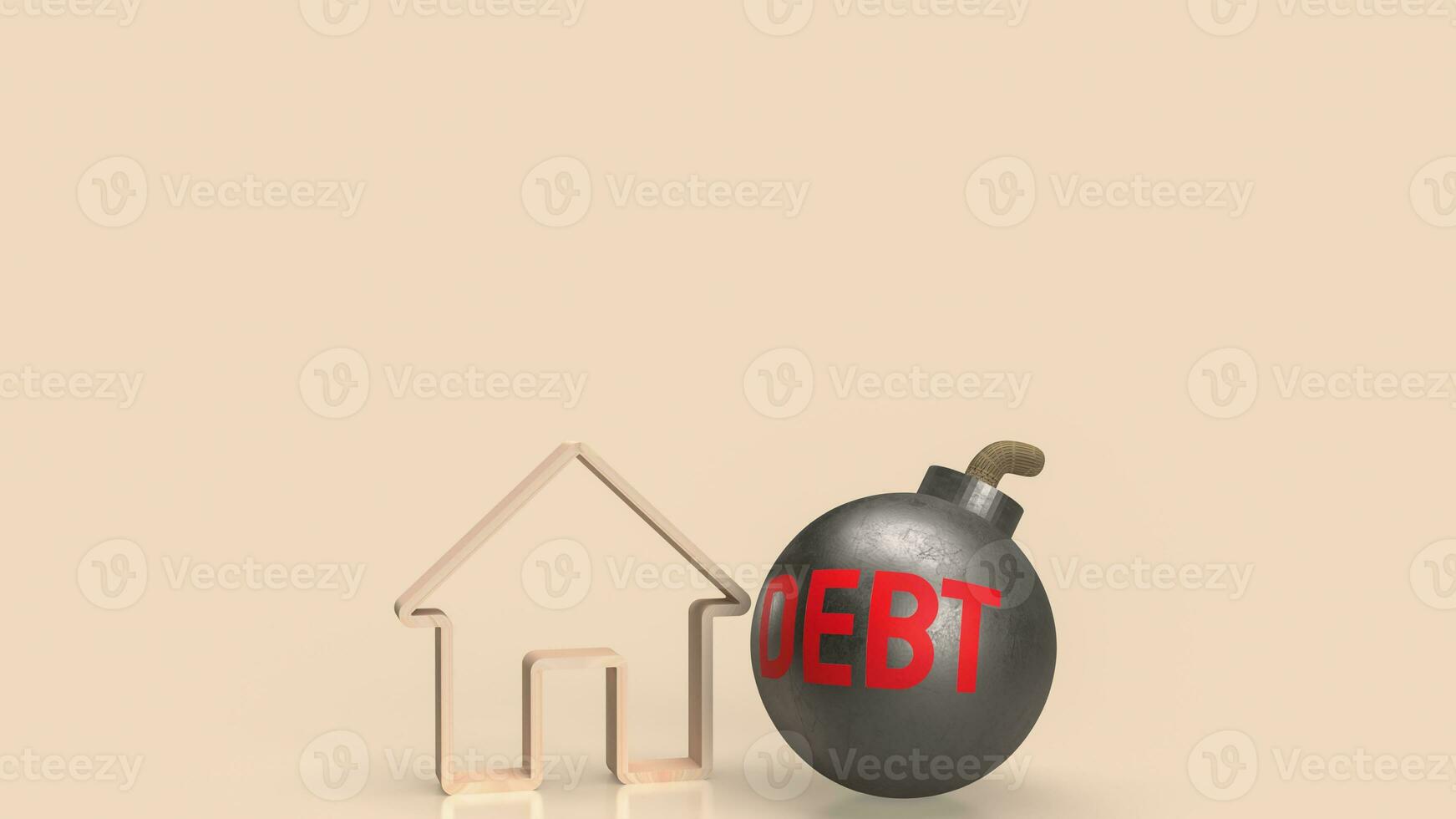 The home icon for property debt concept 3d rendering photo