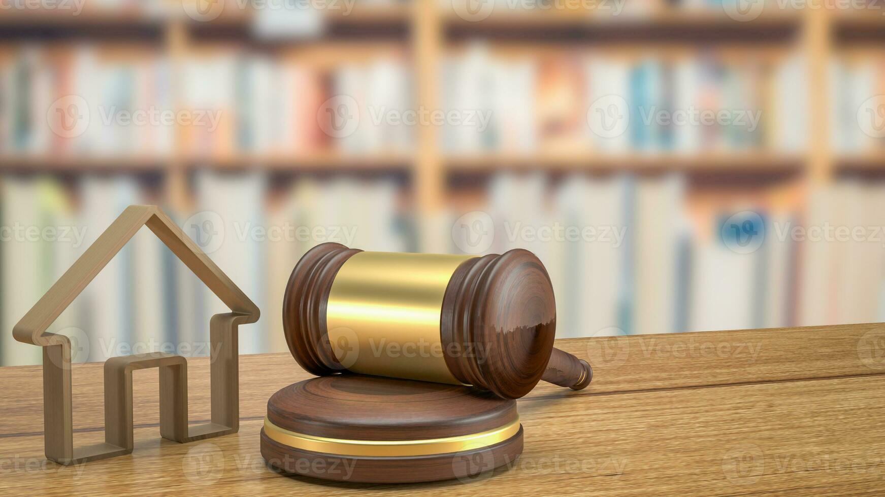 The wood home and hammer for Property law concept 3d rendering photo