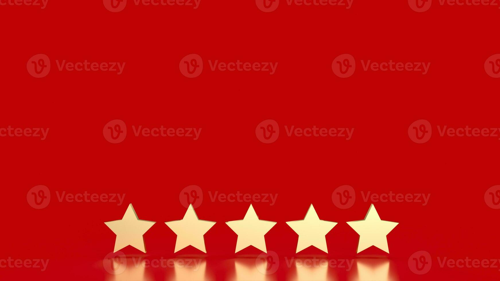 The gold five star on red background 3d rendering photo