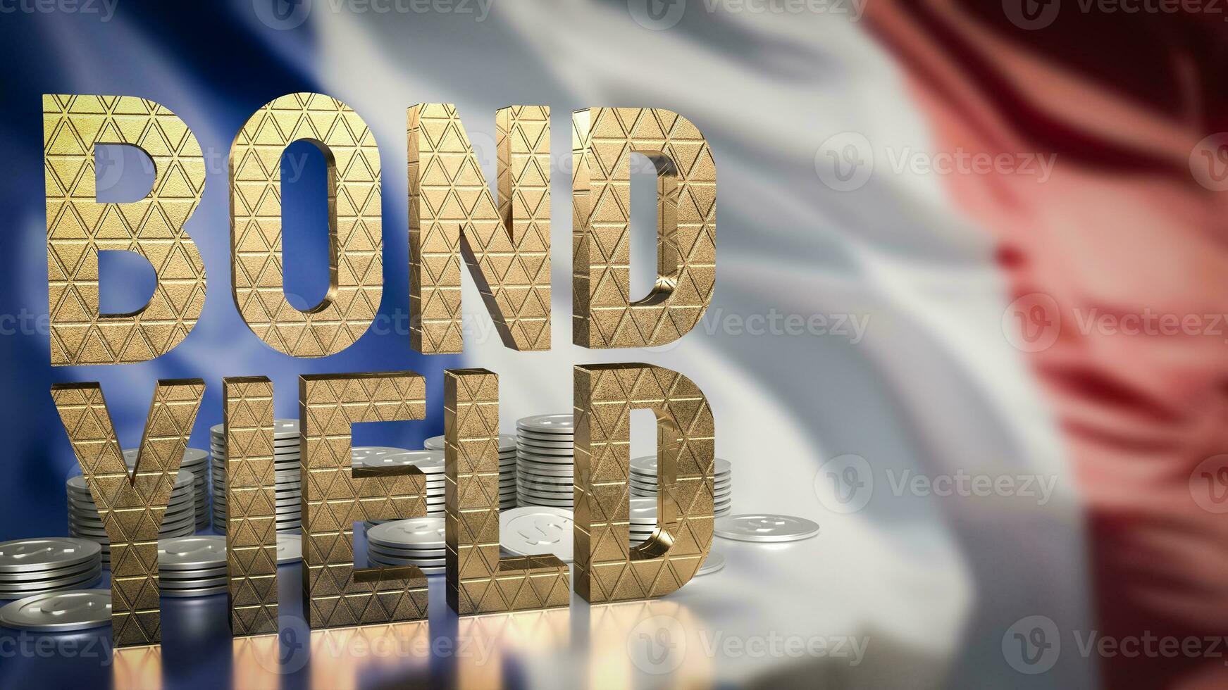 The Bond yield  and coins on France flag  for Business concept 3d rendering photo