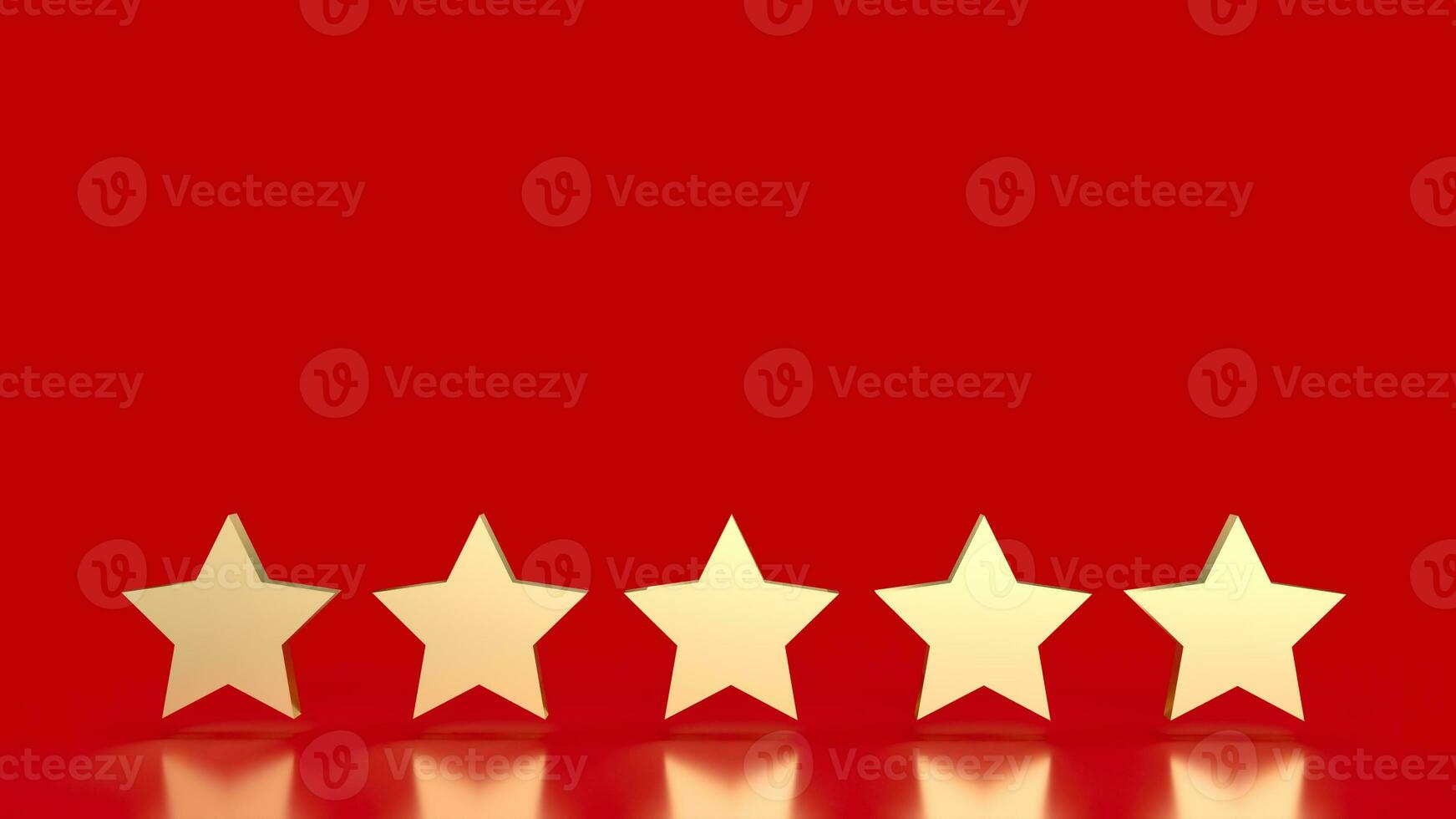 The gold five star on red background 3d rendering photo