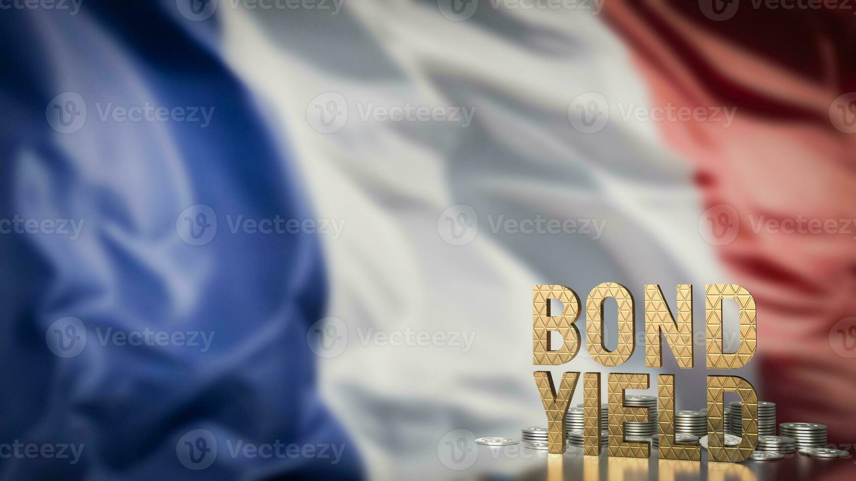 The Bond yield  and coins on France flag  for Business concept 3d rendering photo