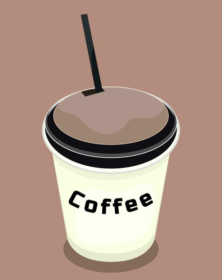 Vector disposable coffee cup on brown background