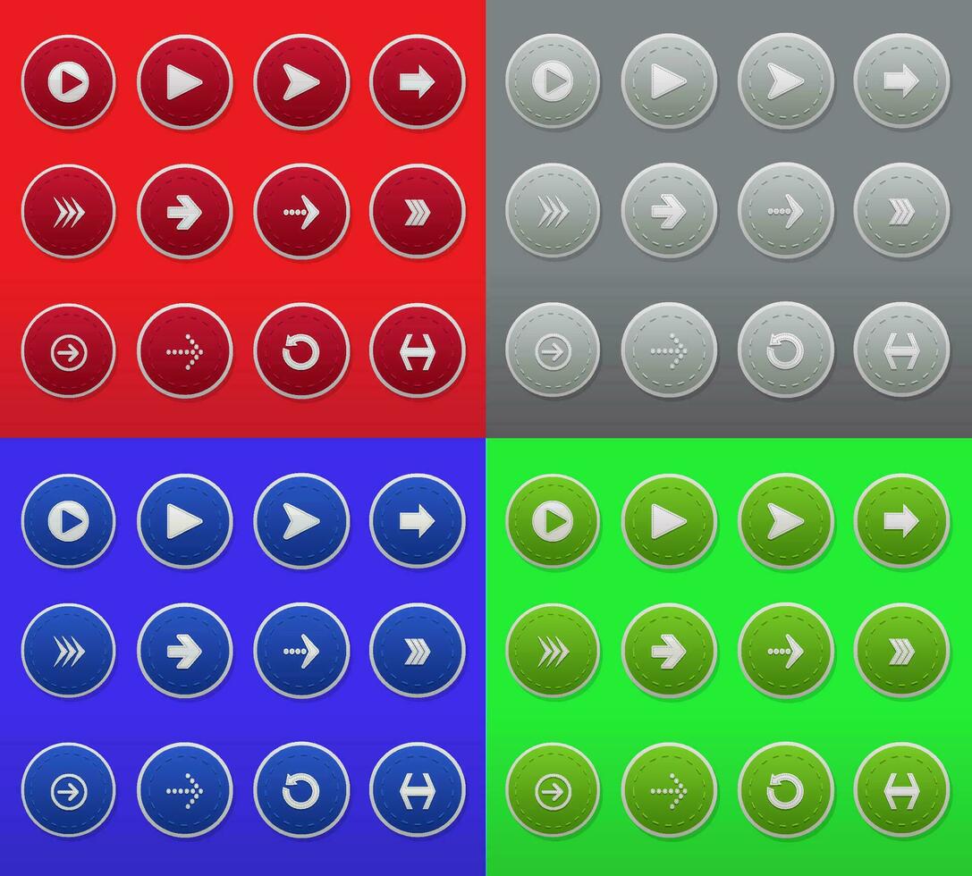 arrow button in many shape and color vector
