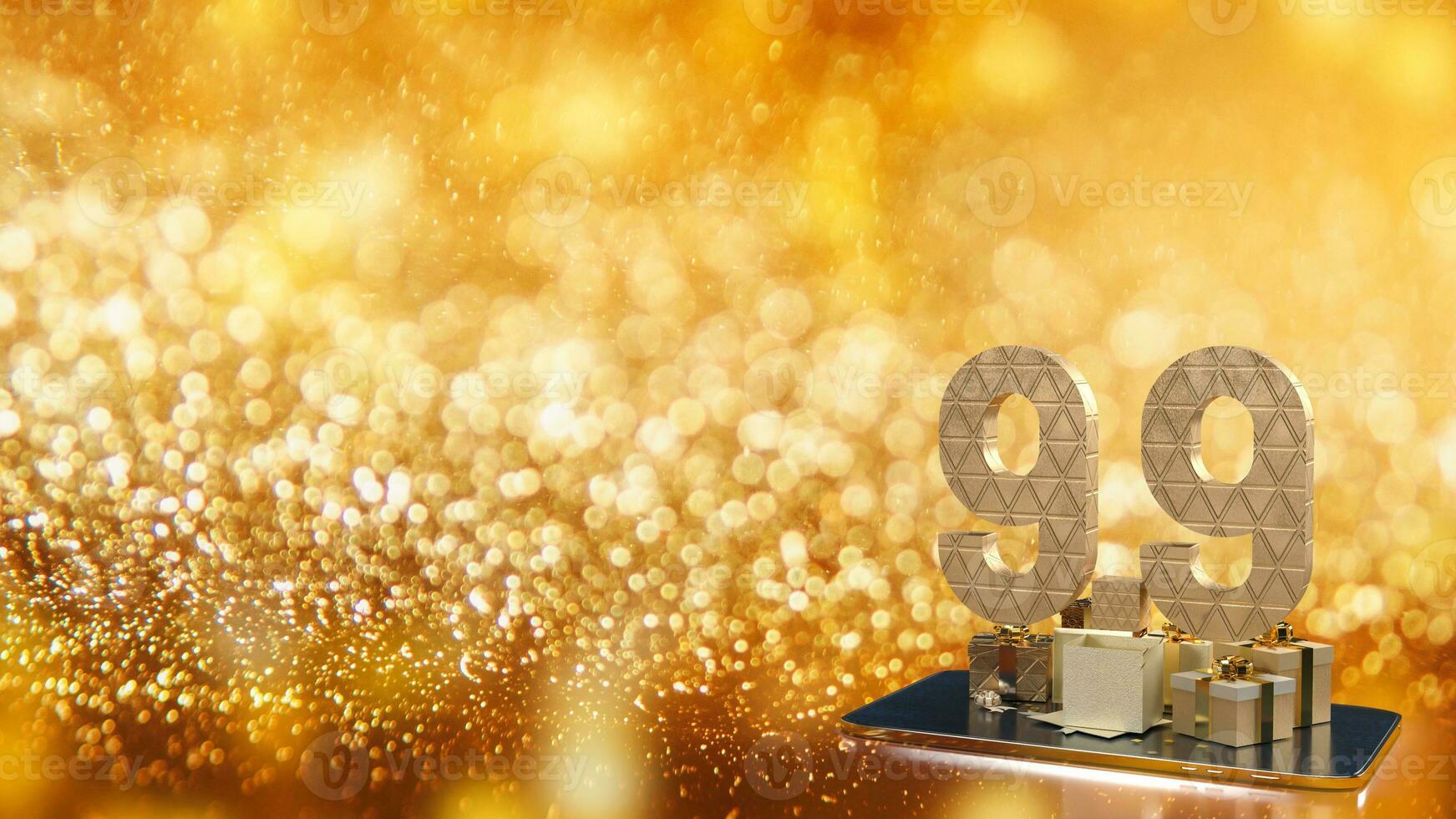 The 9.9 number gold on tablet  background for sale or promotion concept 3d rendering photo