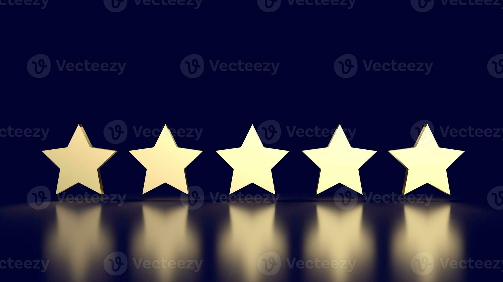 The gold five star on blue background 3d rendering photo