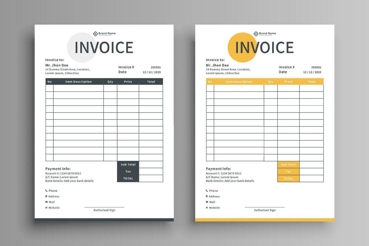Invoice template vector design
