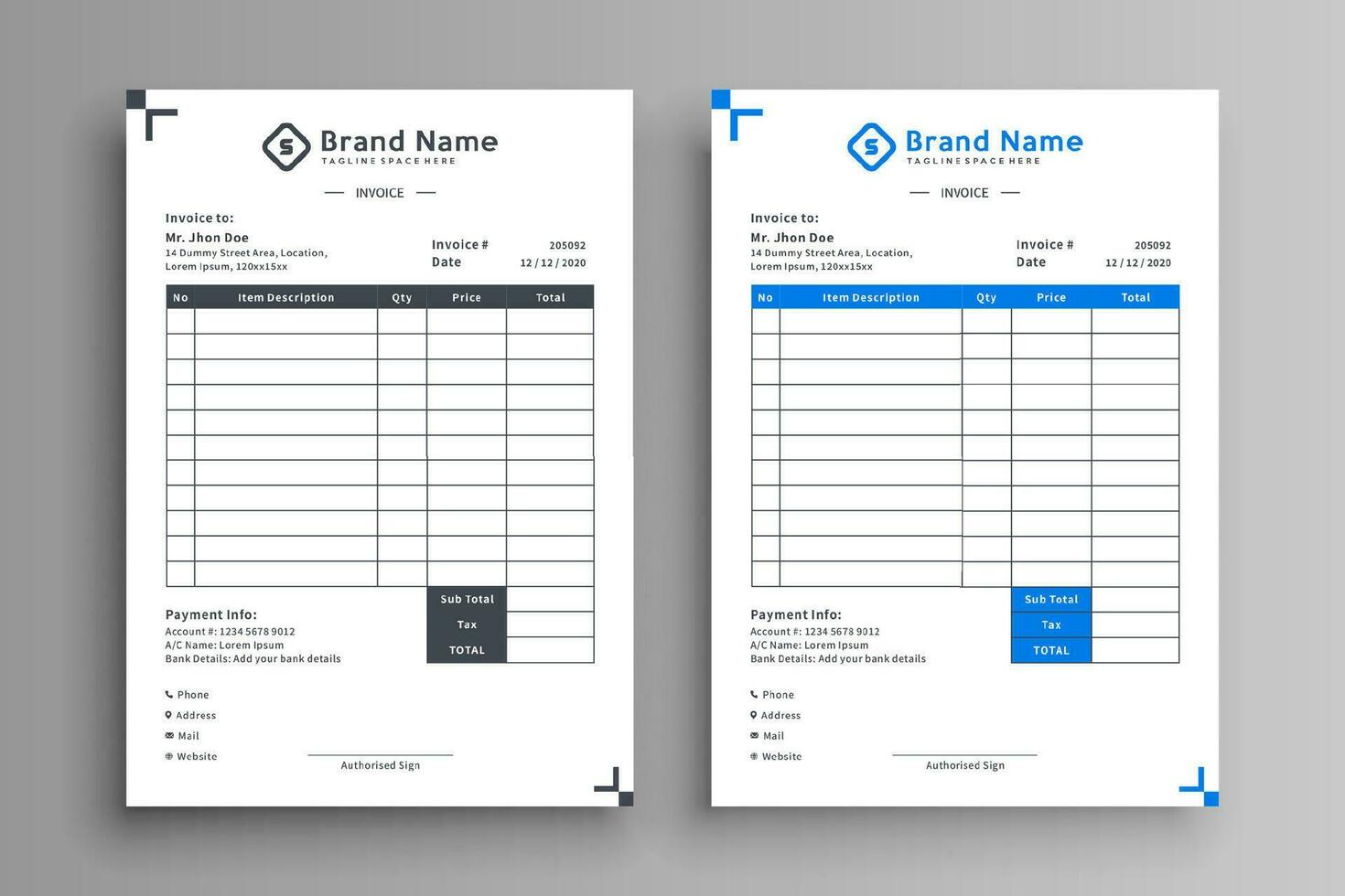 Invoice template vector design