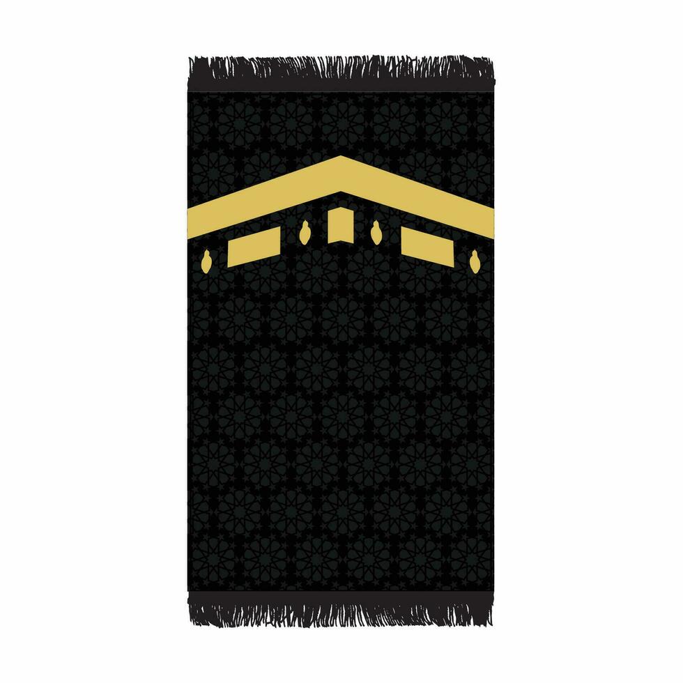 Islamic Black Color Prayer Mat Rug Arabic Design vector